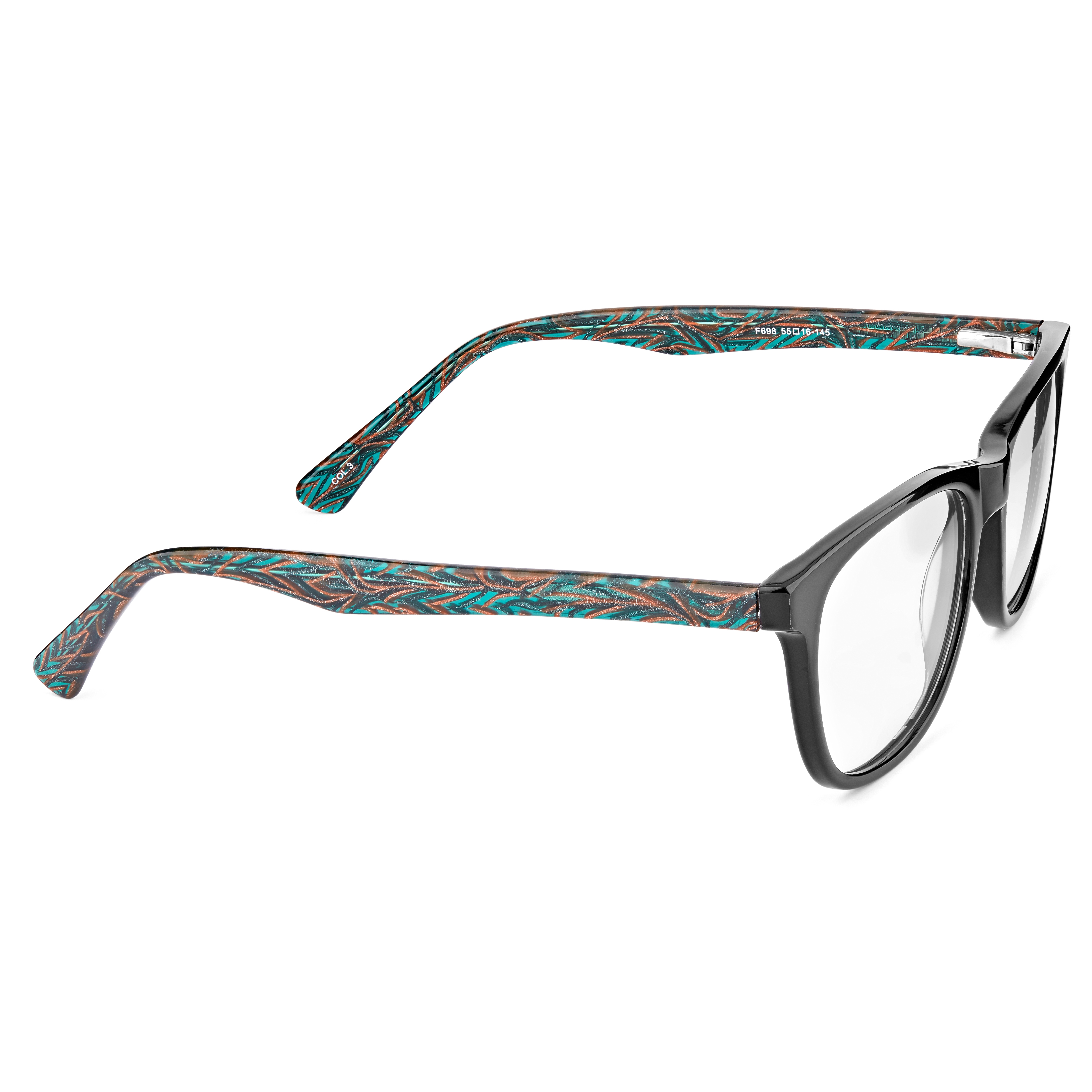 Patterned Black Frame Glasses - 3