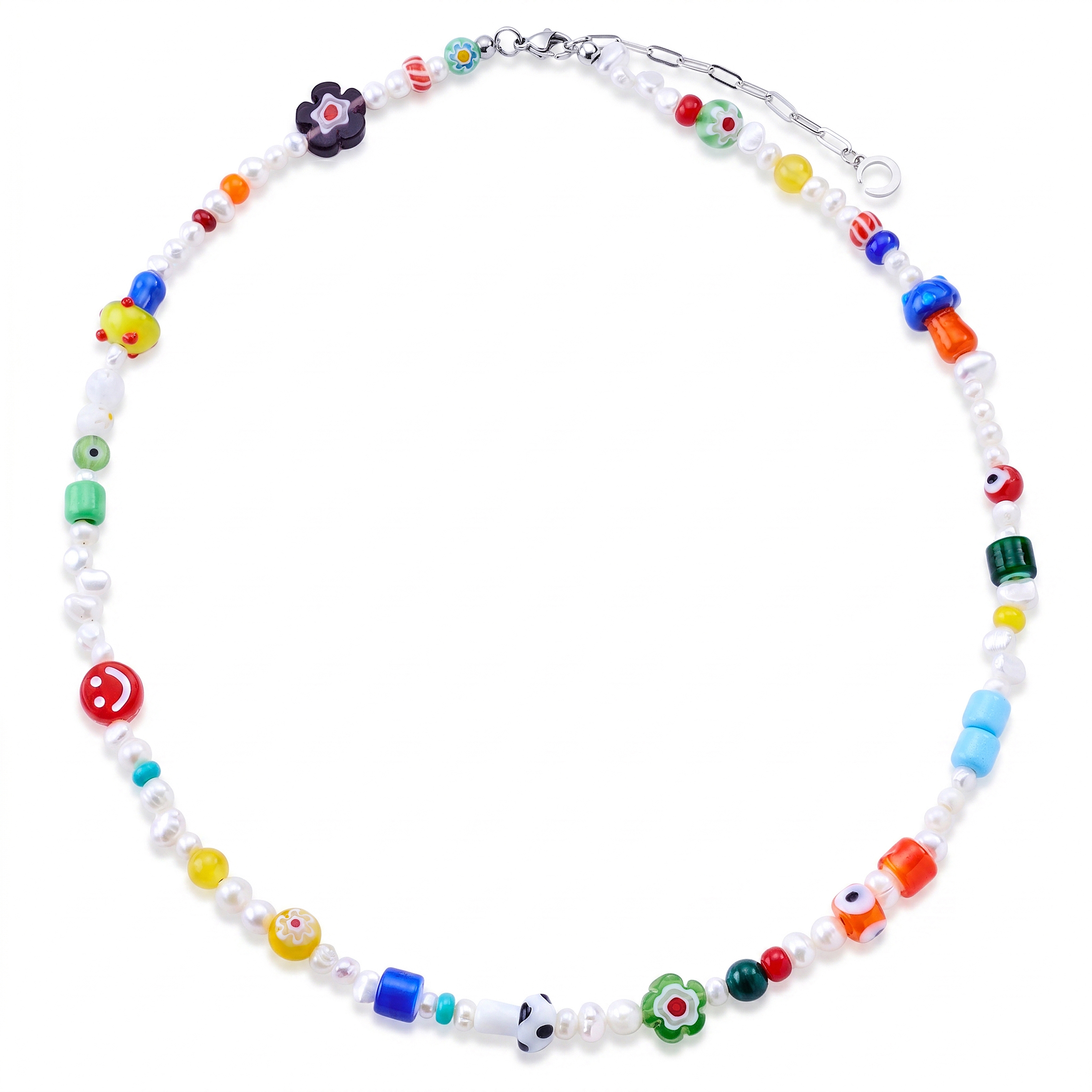 Pearlmania | Crystal Bloom Multicolour Freshwater Pearl & Glass Bead Necklace - 2