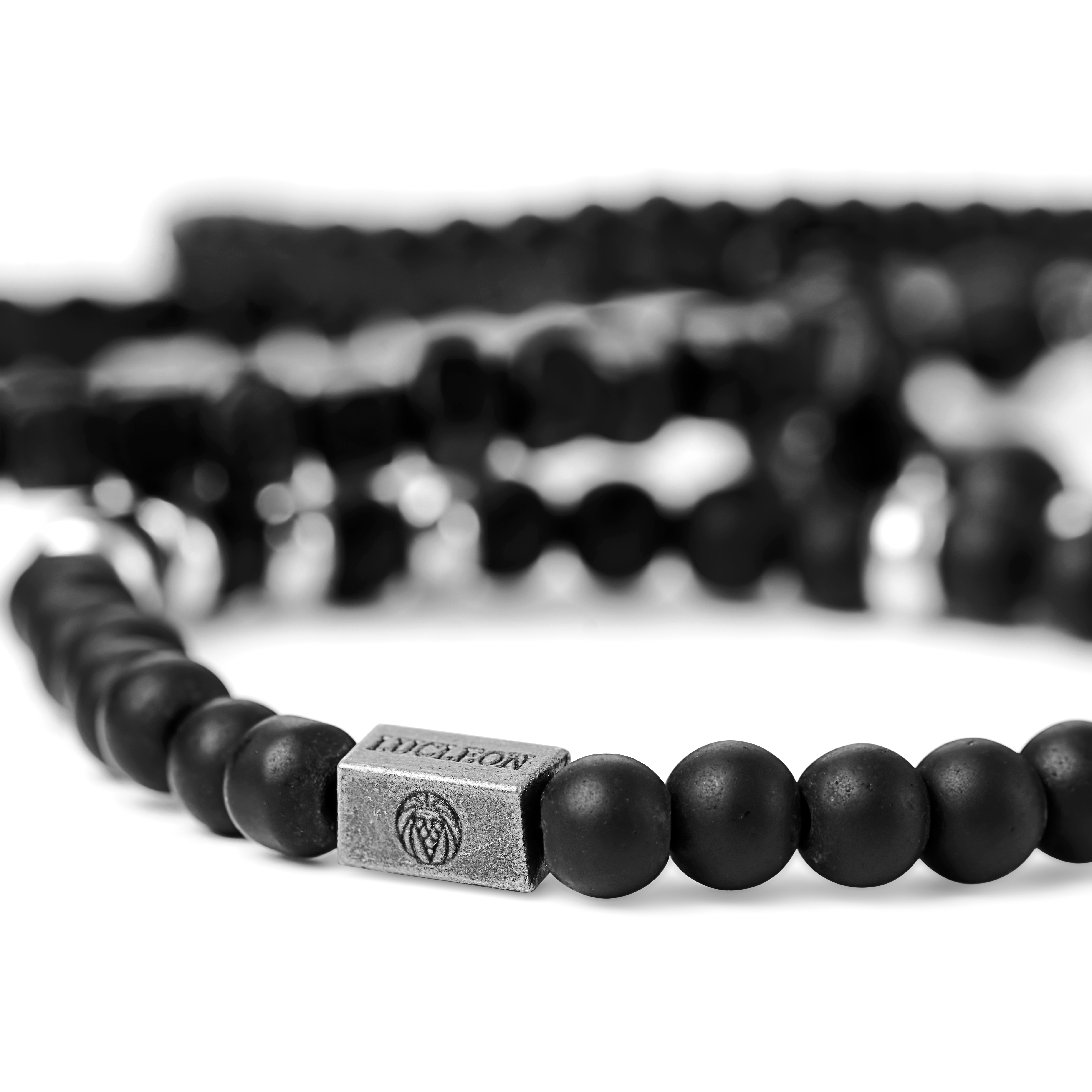 Armband-Set aus schwarzem Onyx, Hämatit und Holzperlen - 2