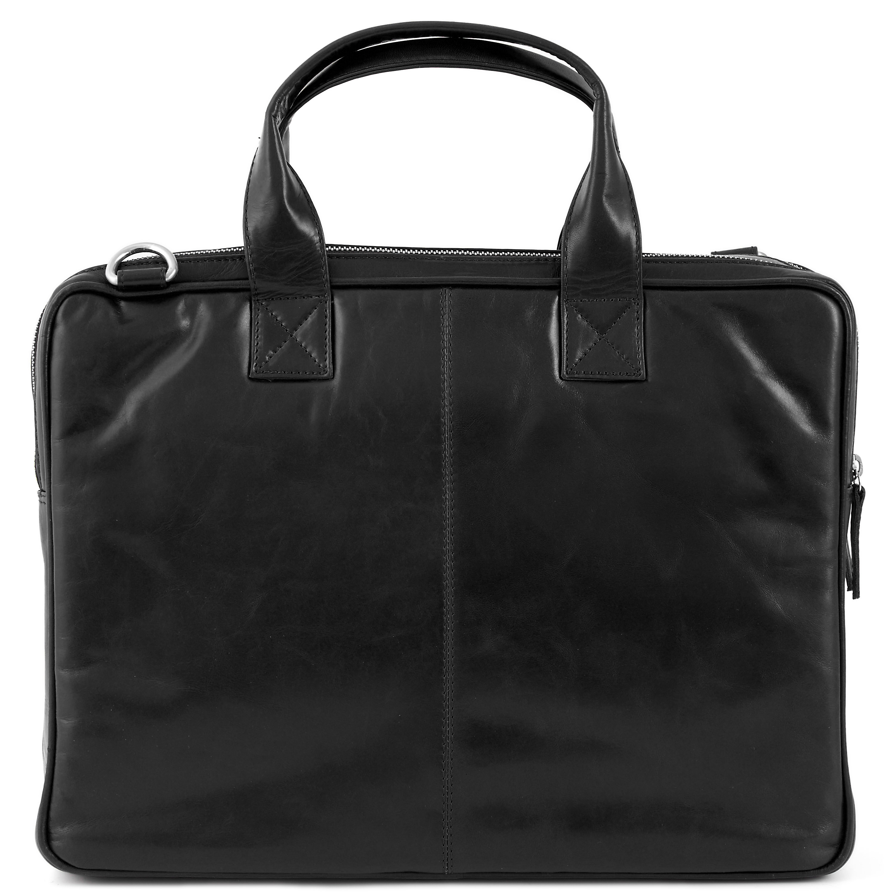 Jasper | Black Double Zip Leather Computer Bag - 4