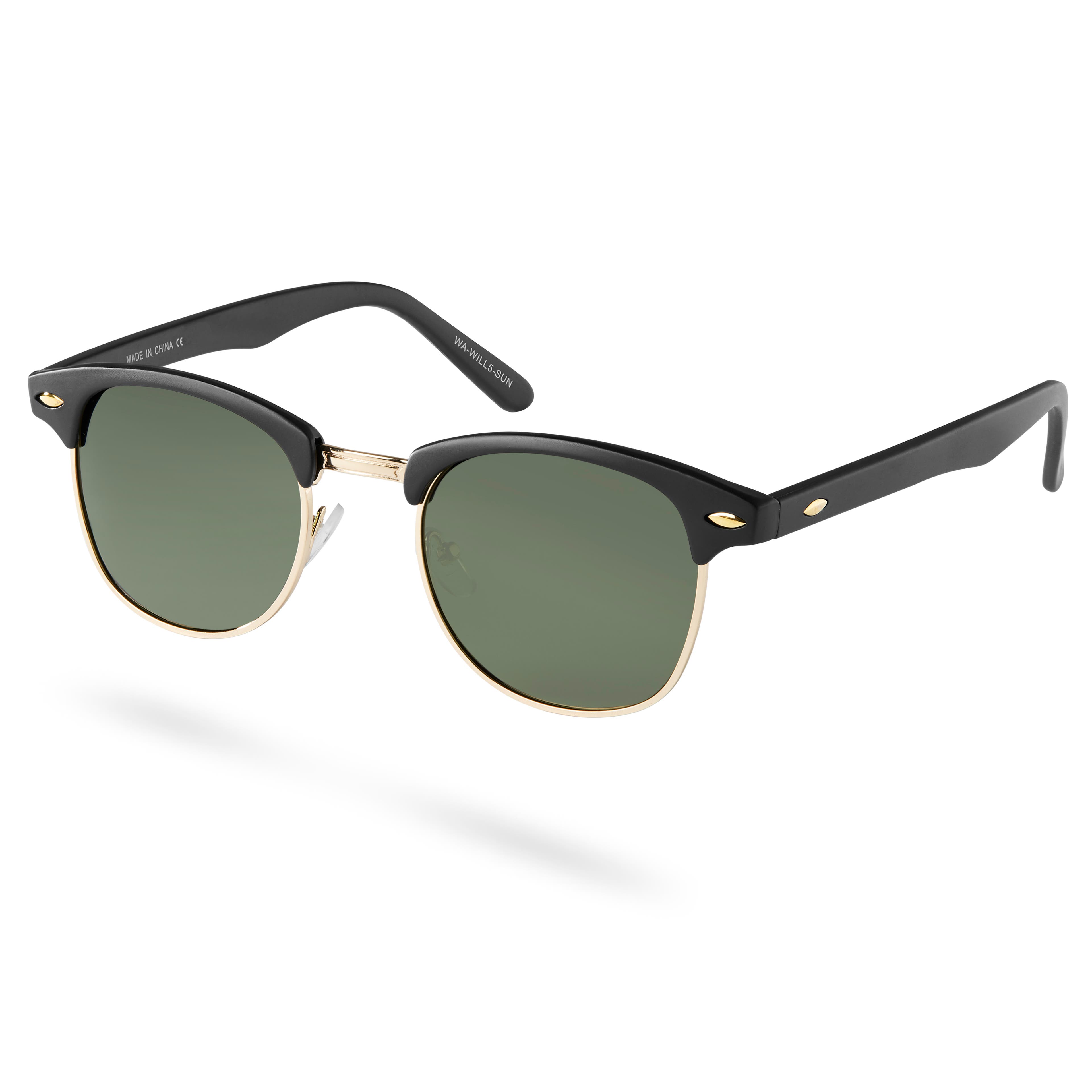 Browline слънчеви очила Will с черни рамки и зелени стъкла