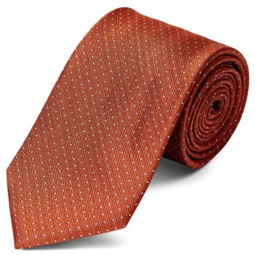 Cravatta rosso bruno in seta da 8 cm con motivo a pois