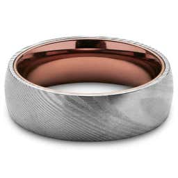 Toby Damascus Steel and Rust Titanium Ring - 2 - hover gallery