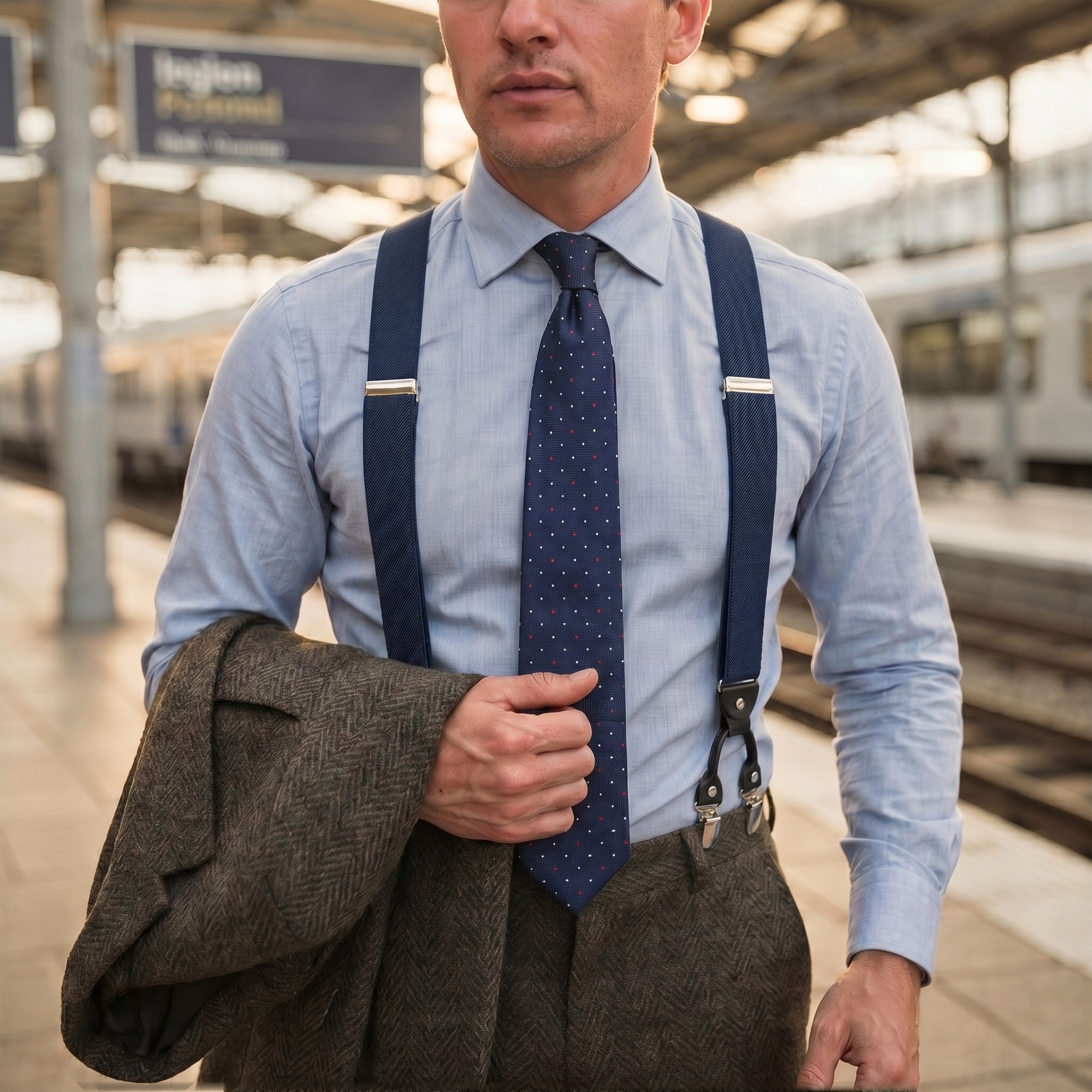 Dark Blue Dotted Tie - 3