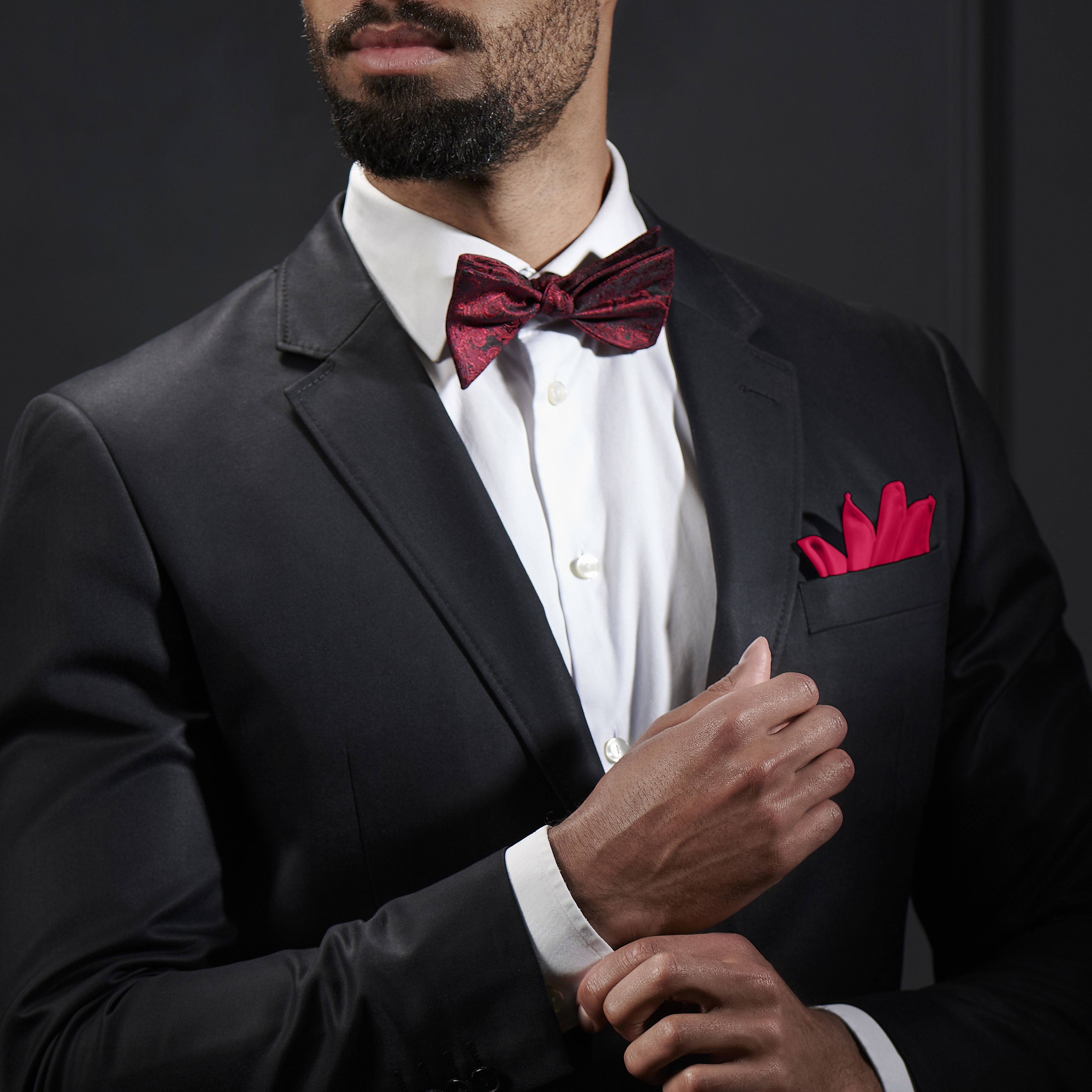 Feltűnő rózsaszín egyszerű díszzsebkendő - 4