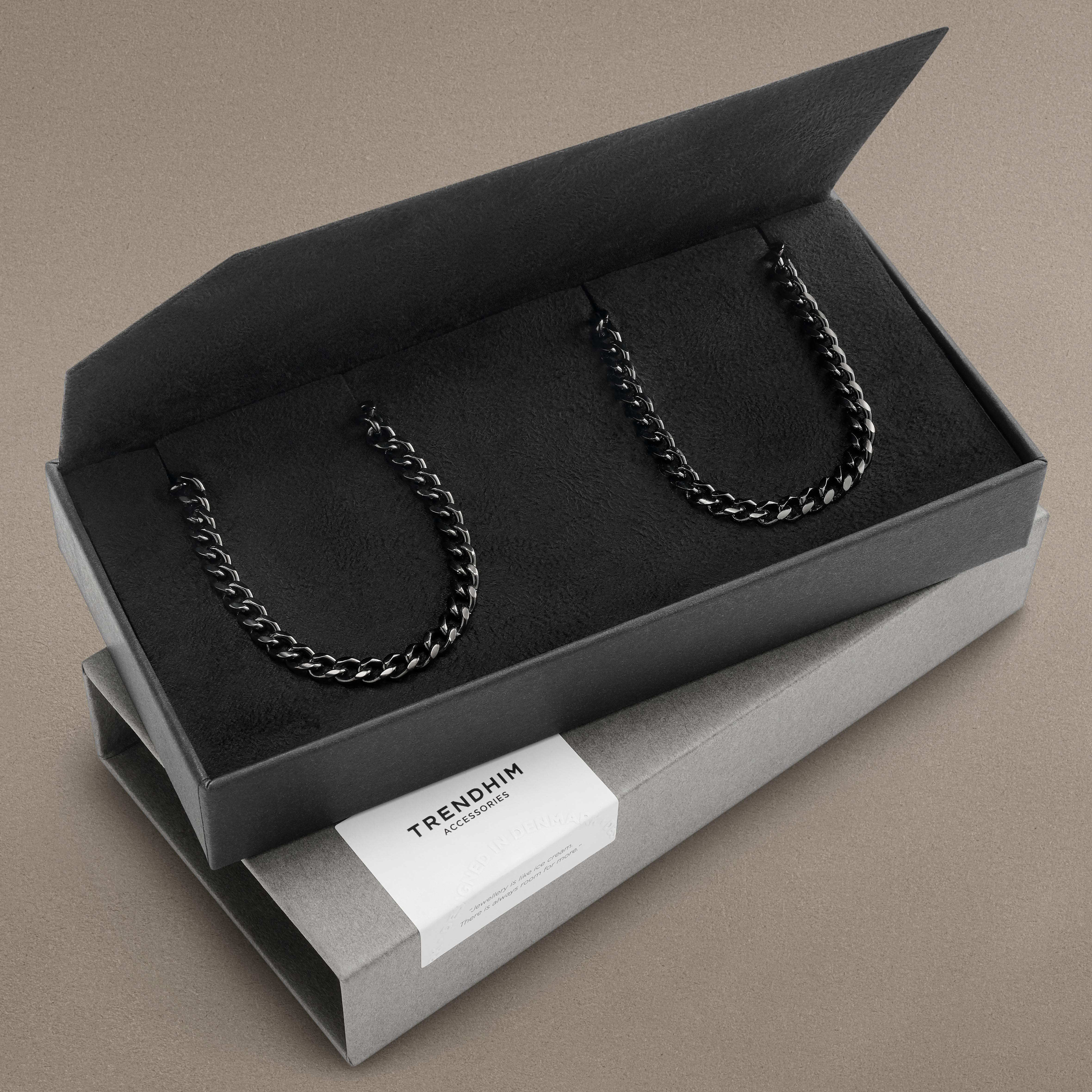 Coffret cadeau – Bracelet lL avec chaîne 50 cm noire de 4 mm - 3