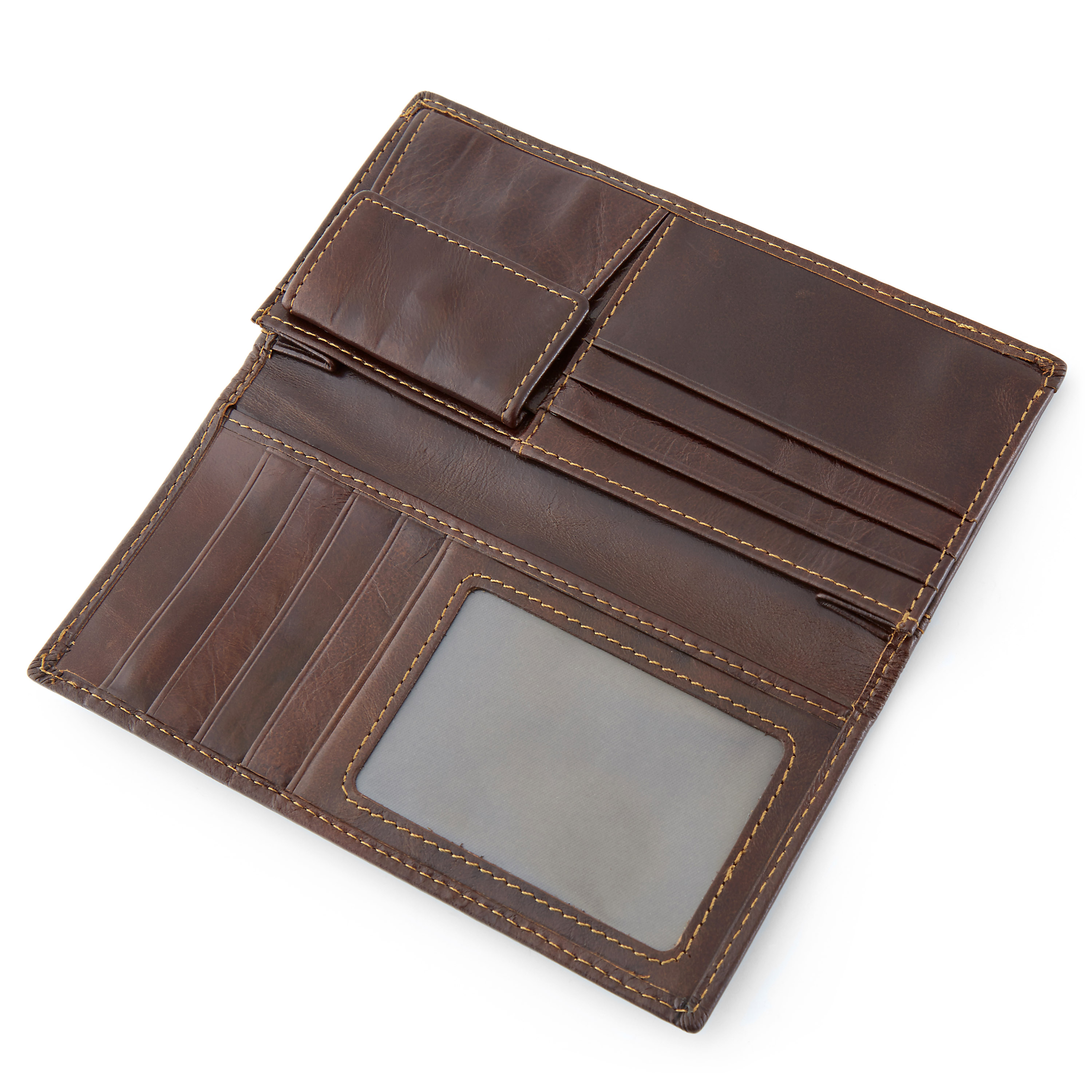 Kastanienbraune RFID Leder Geldbörse - 8