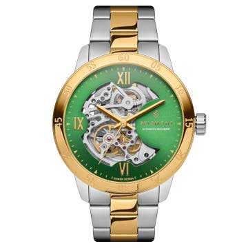 Dante II |  Złocisto-srebrzysty zegarek z widocznym mechanizmem – Edycja limitowana