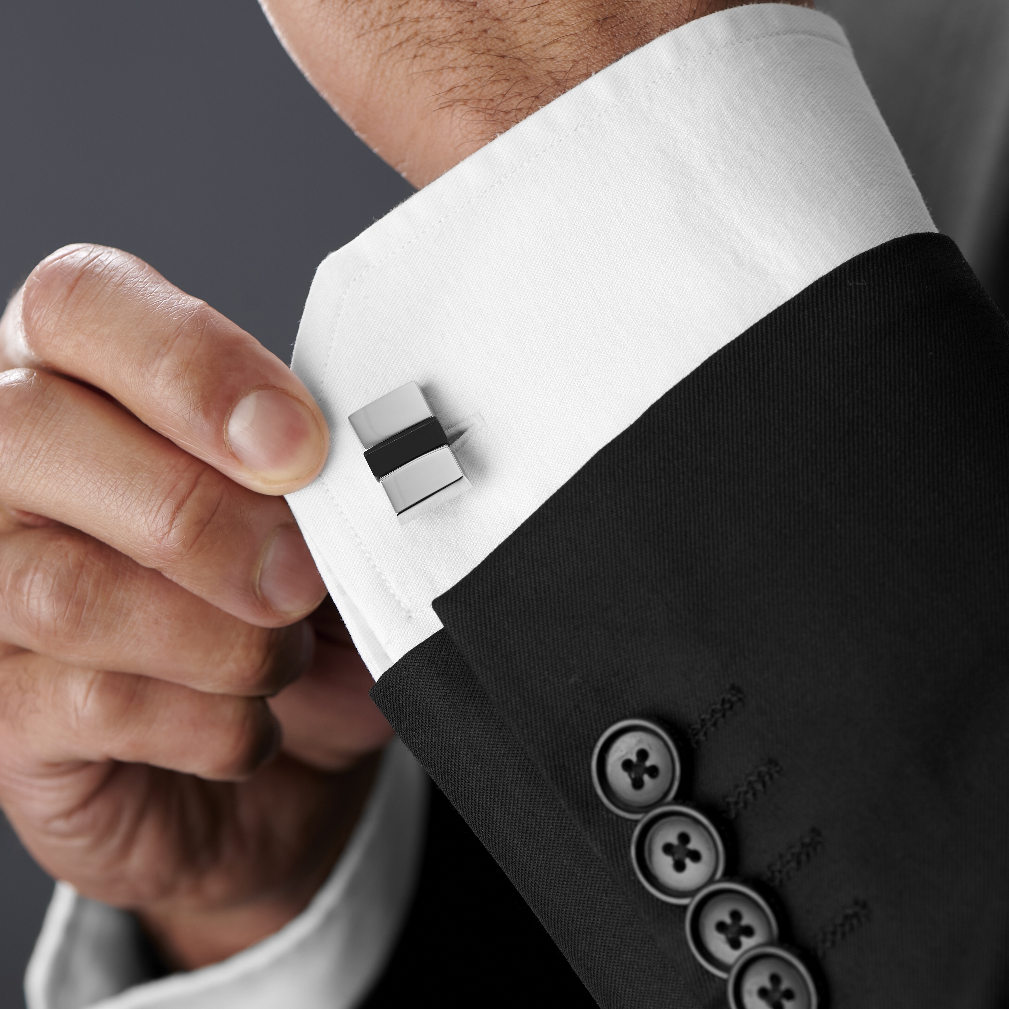 Stylish Black Bar Cufflinks - 2