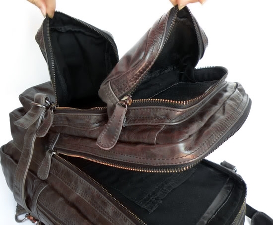 Zaino in pelle verde oliva multiuso - 2