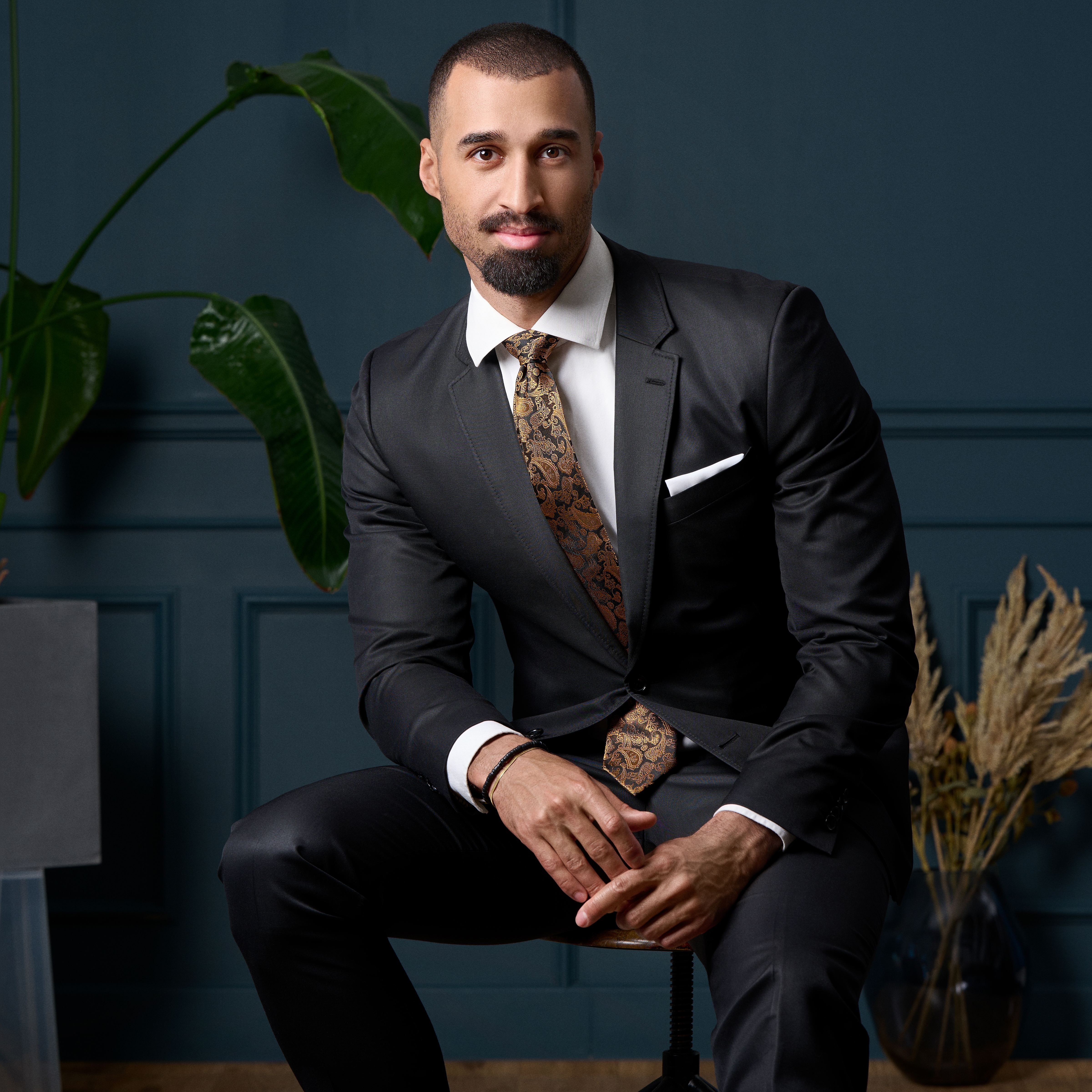 GOLD & BROWN PAISLEY Pattern Silk Necktie | 8 cm - 4