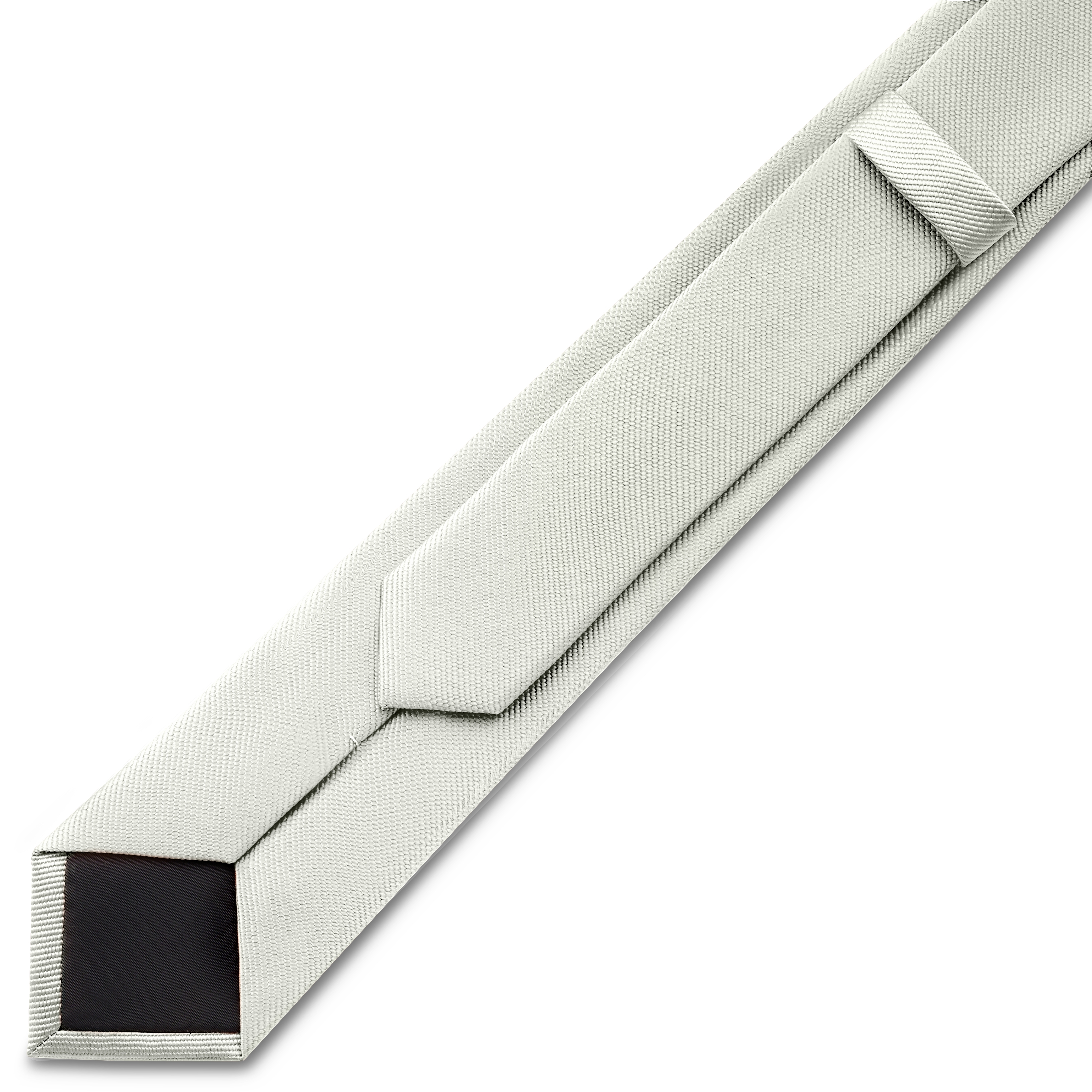 Lichtgrijze Smalle Grosgrain Stropdas van 6 cm - 4