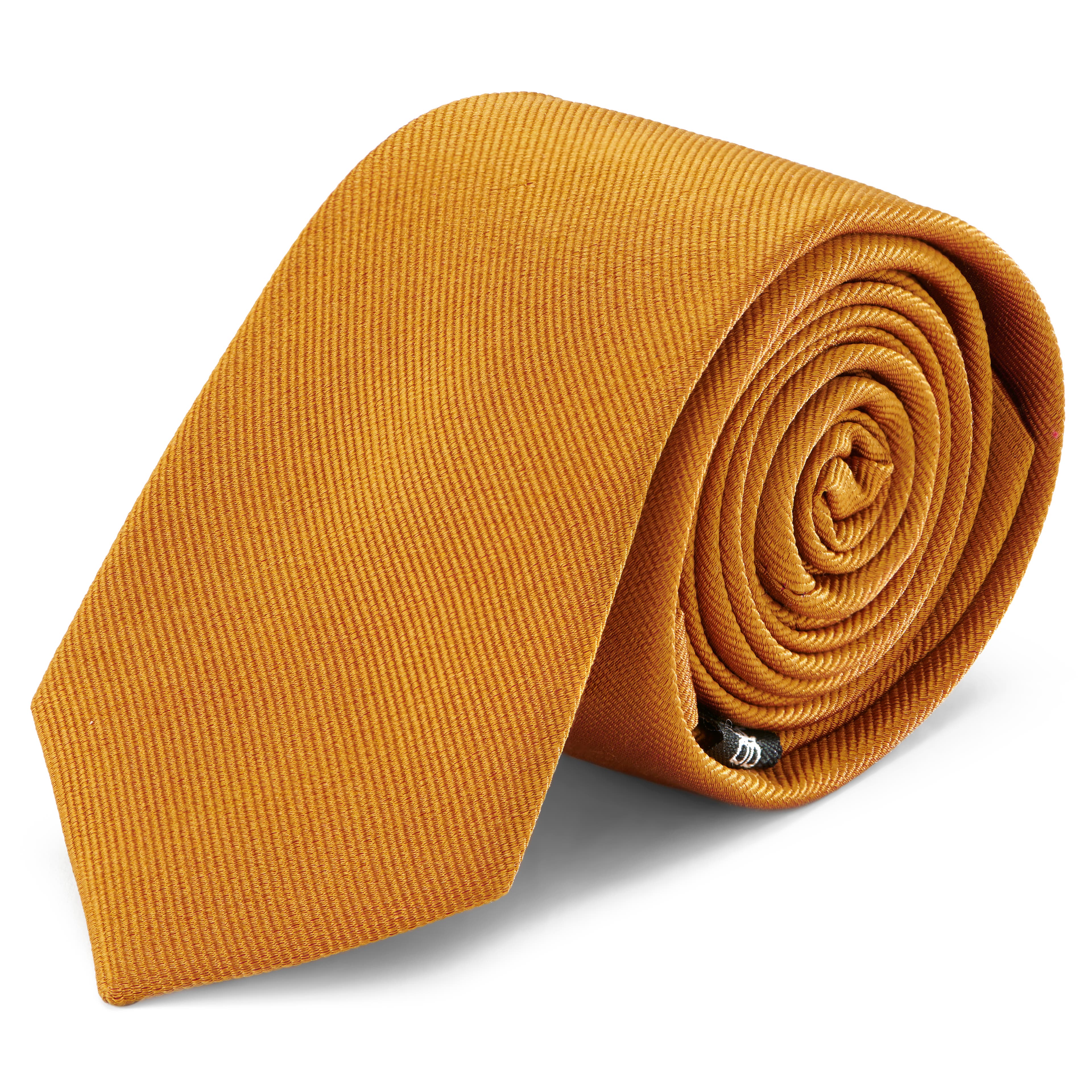 Cravate ocre en sergé de soie 6 cm
