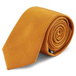 Corbata de sarga de seda dorada - 6 cm
