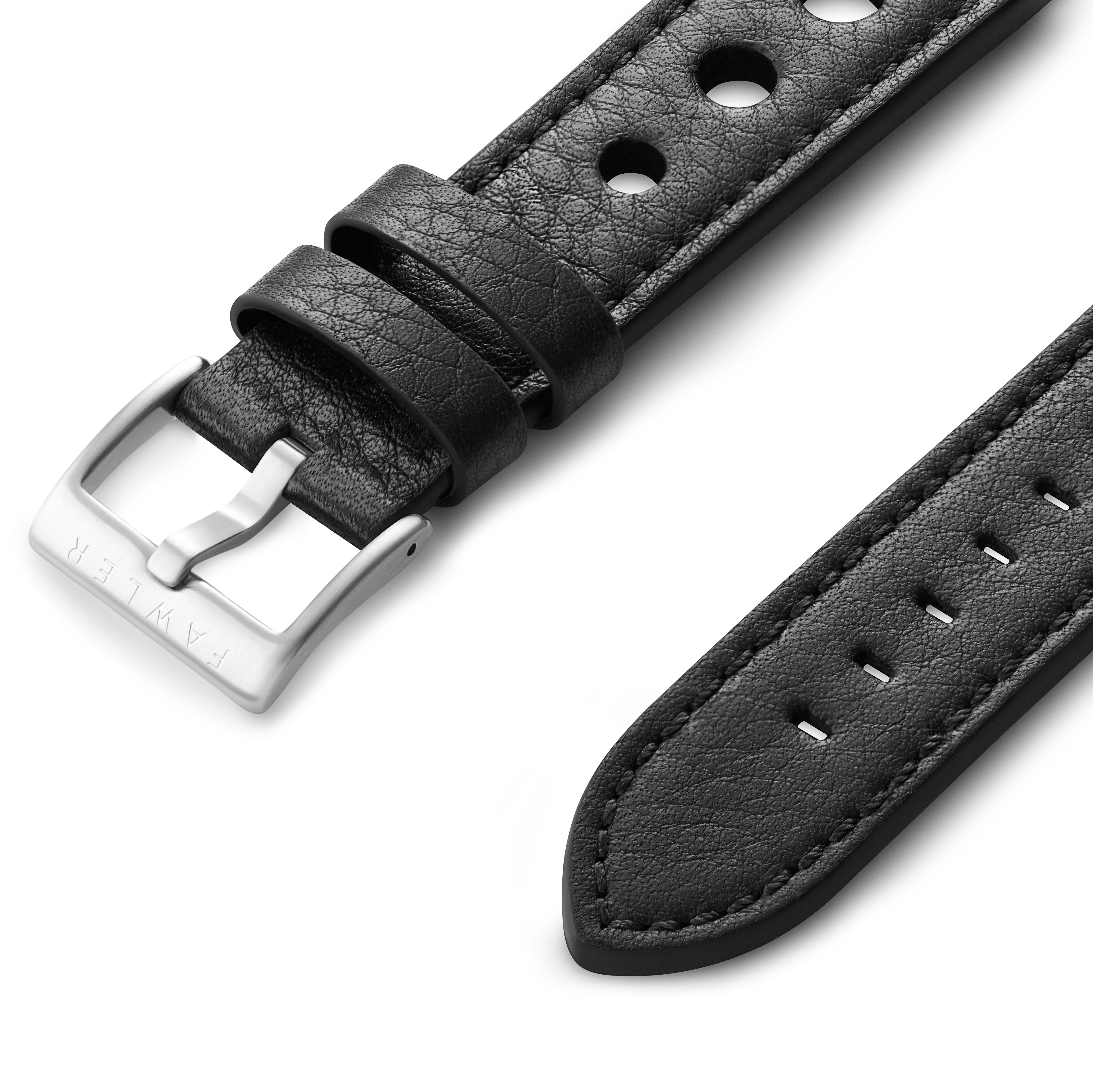 Bracelets Racing en cuir pleine fleur noir - 3