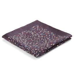 Boho | Dark Violet, Blue & Pink Floral Pattern Silk Pocket Square