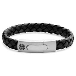Bolo | Black Braided Leather & Stainless Steel Bracelet