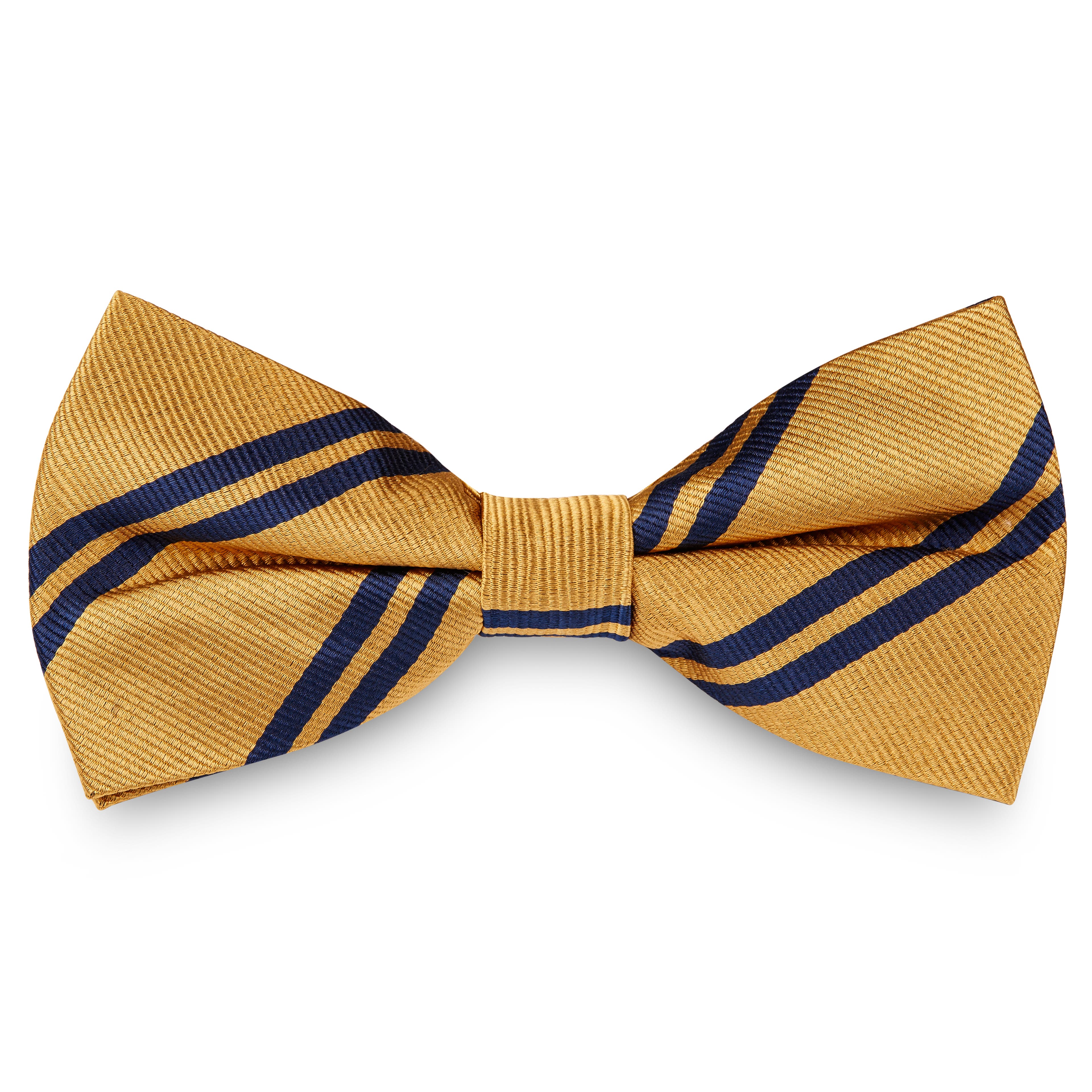 Golden & Navy Blue Twin Stripe Silk Pre-Tied Bow Tie