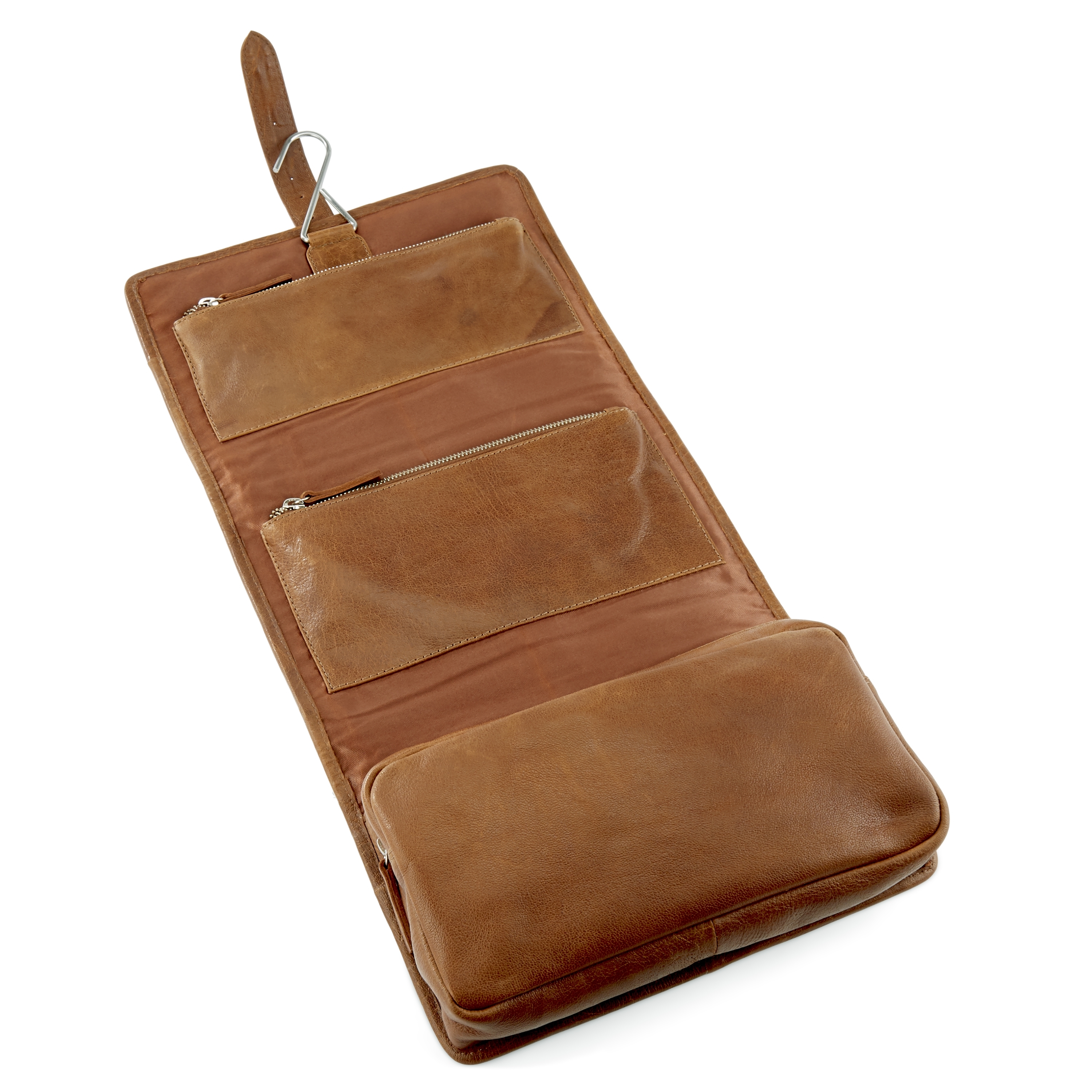 California Lysebrun Utbrettbar Toalettmappe av Skinn - 2