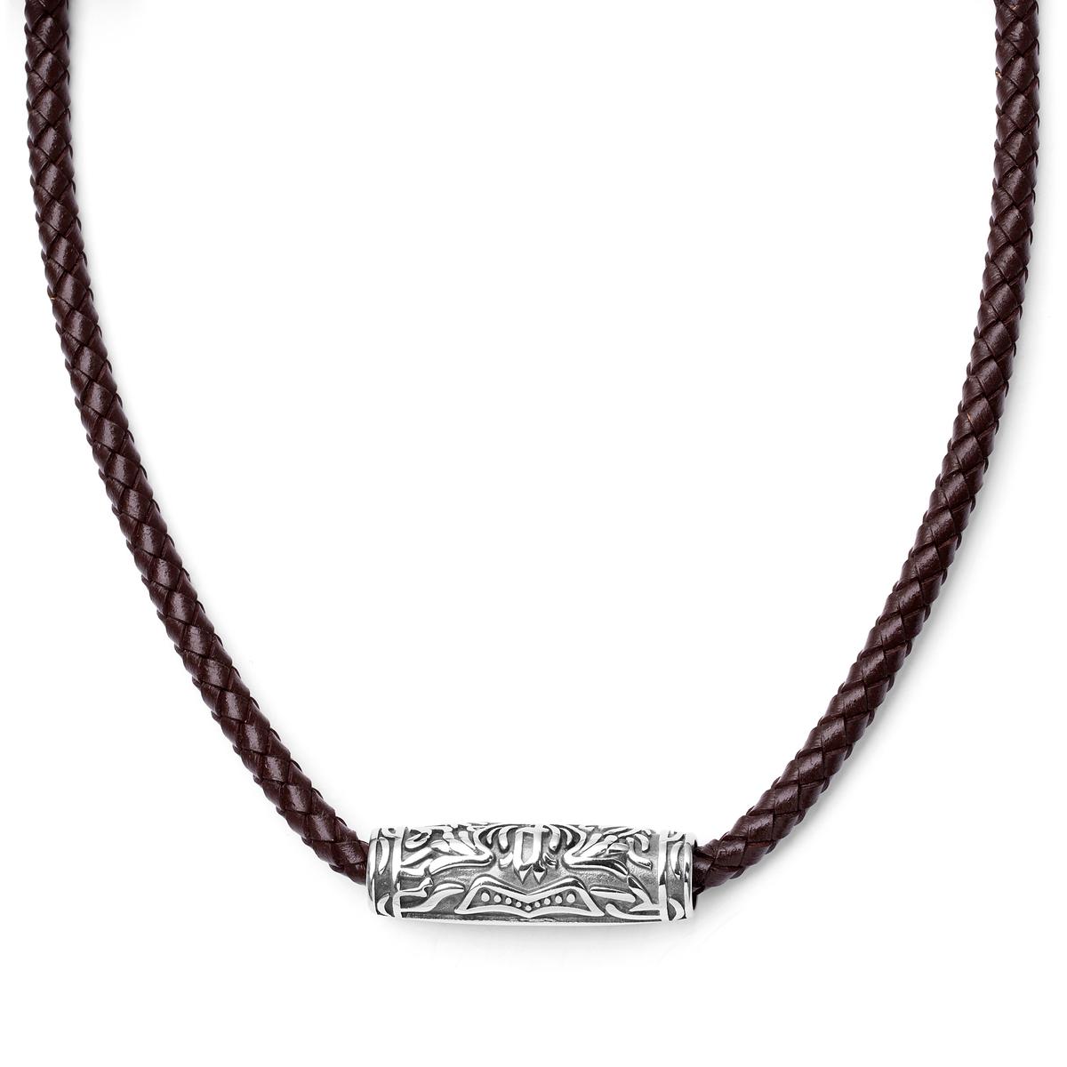 Brown Leather With Silver-Tone Stainless Steel Rune Barrel