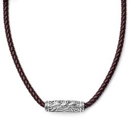 Zylindrische Rune Braune Leder Halskette