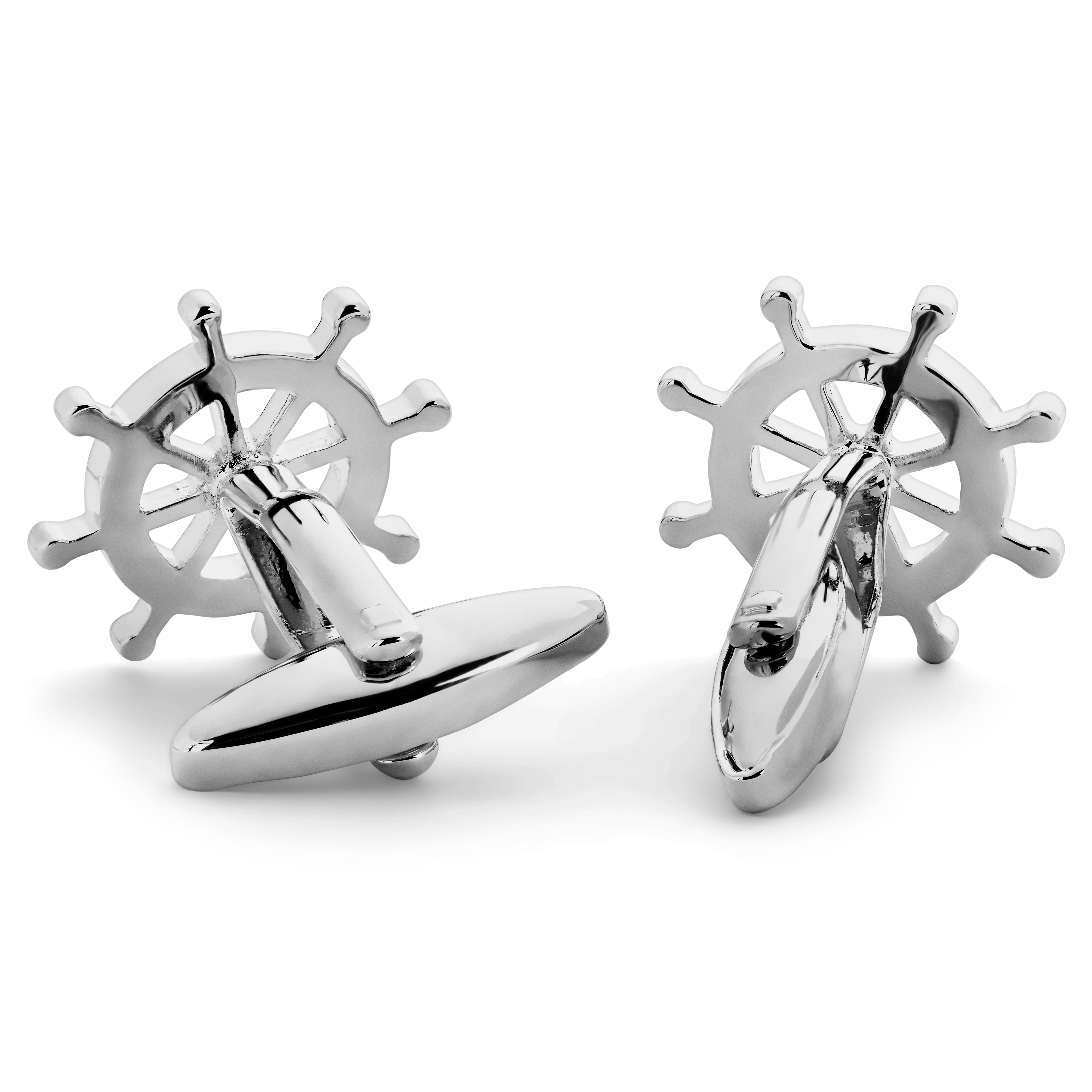 Pelagis | Silver-Tone Ship’s Wheel Cufflinks - 2