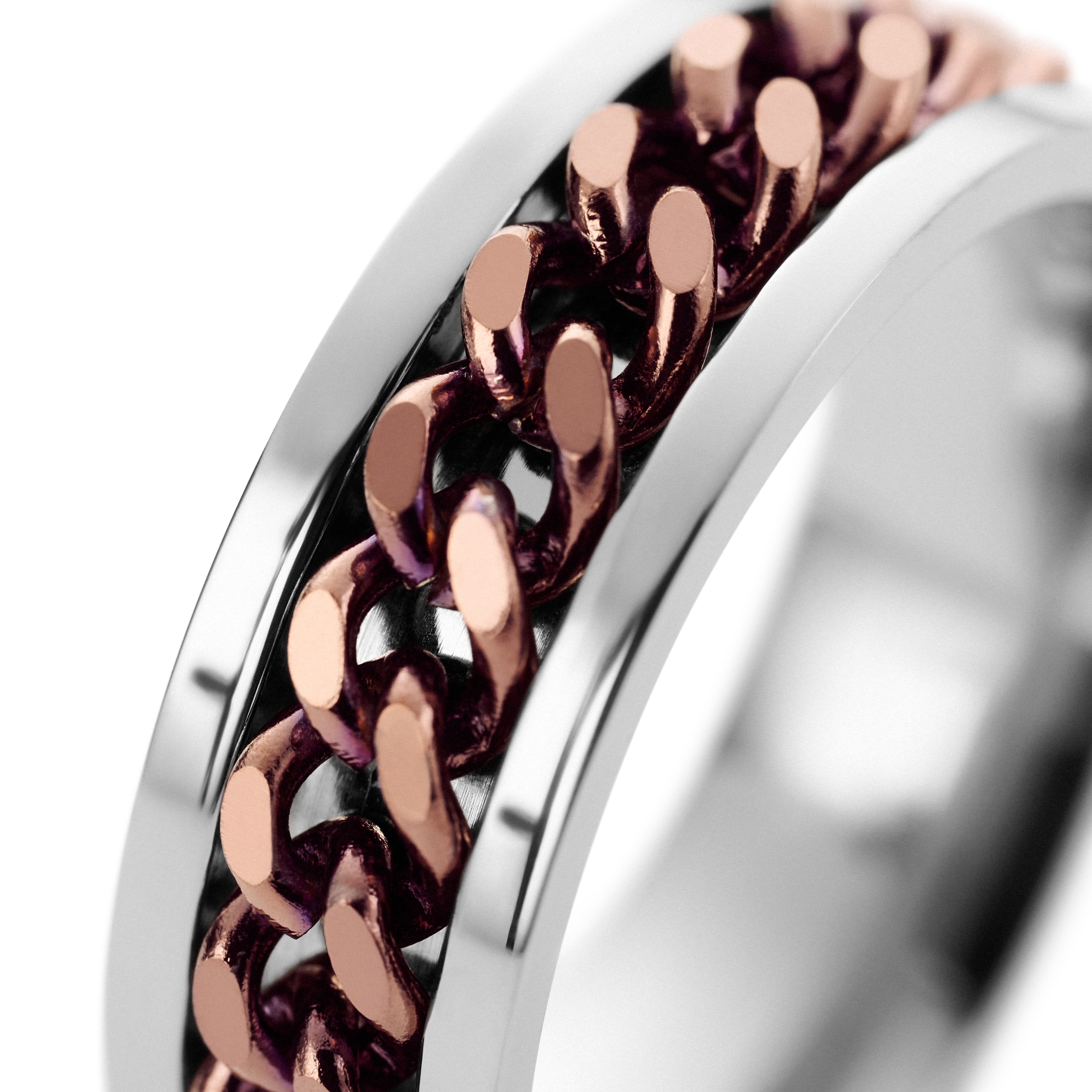 Bague chaîne en titane marron  - 3