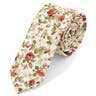 Krémszínű-virágmintás pamut nyakkendő
