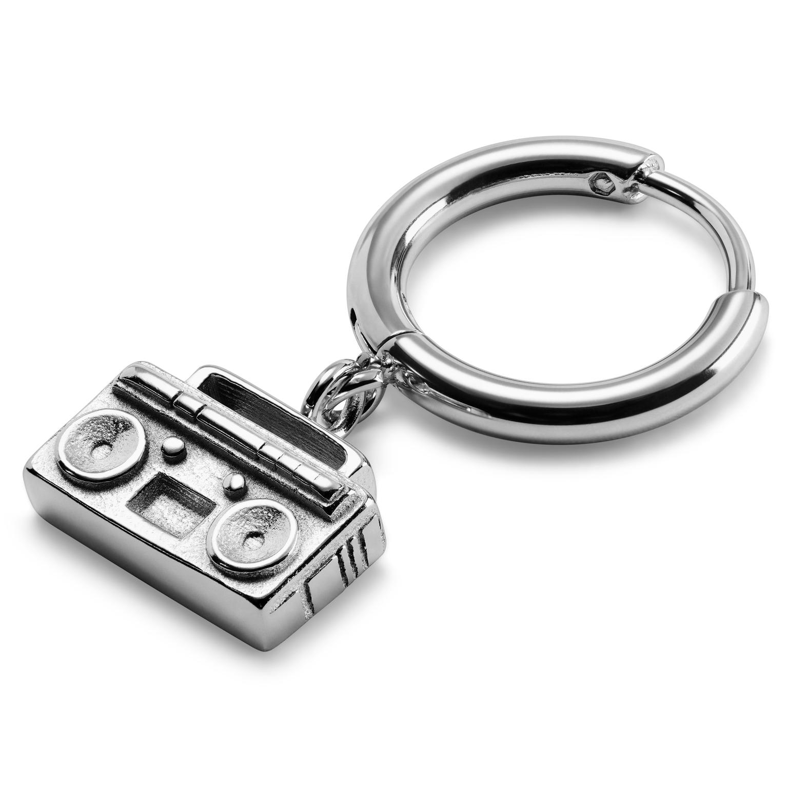 Jaygee | Silver-tone Stainless Steel Radio Drop Hoop Earring Jaygee | Silver-tone Stainless Steel Radio Drop Hoop Earring