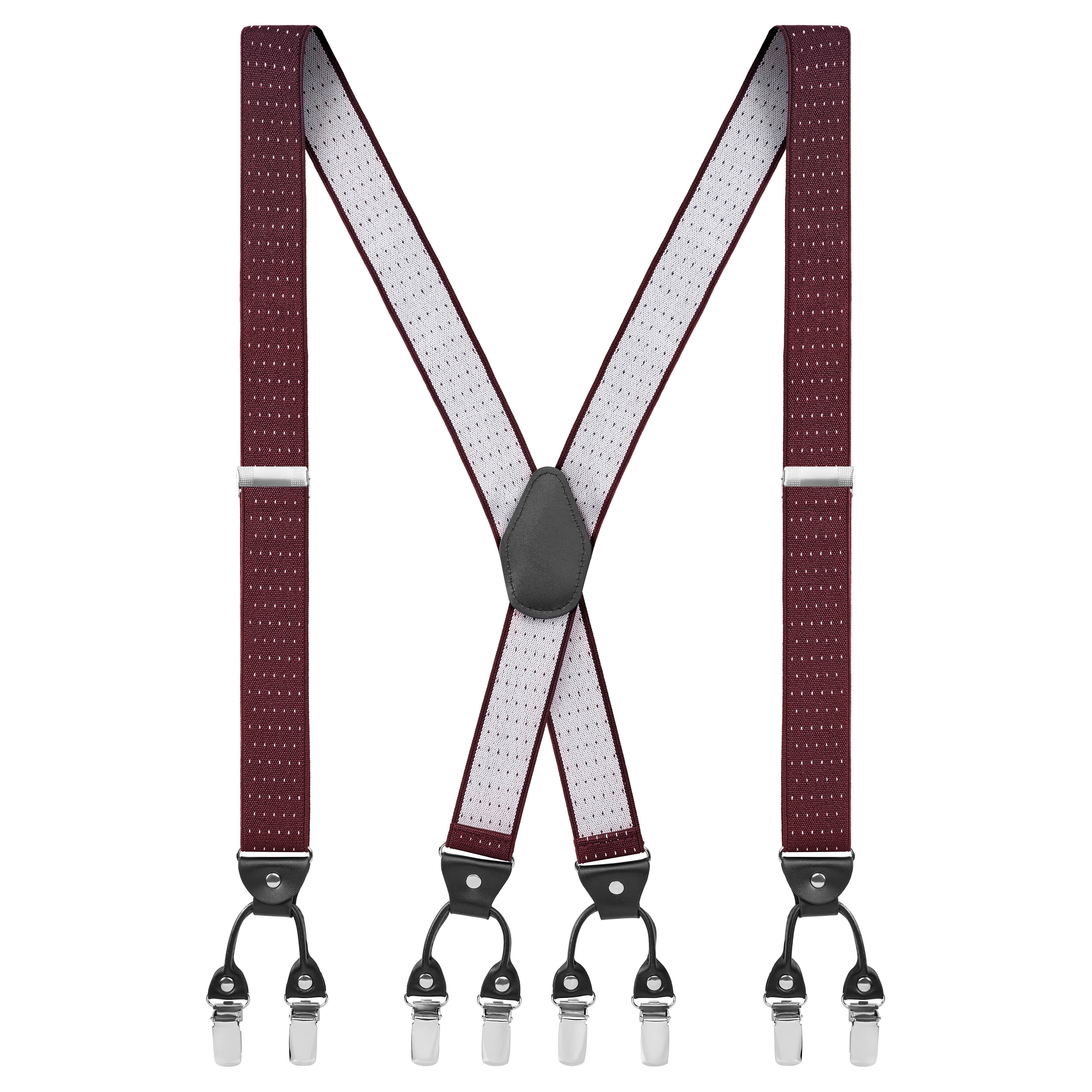 Vexel | Wide Dotted Burgundy Clip-On X-back Braces
