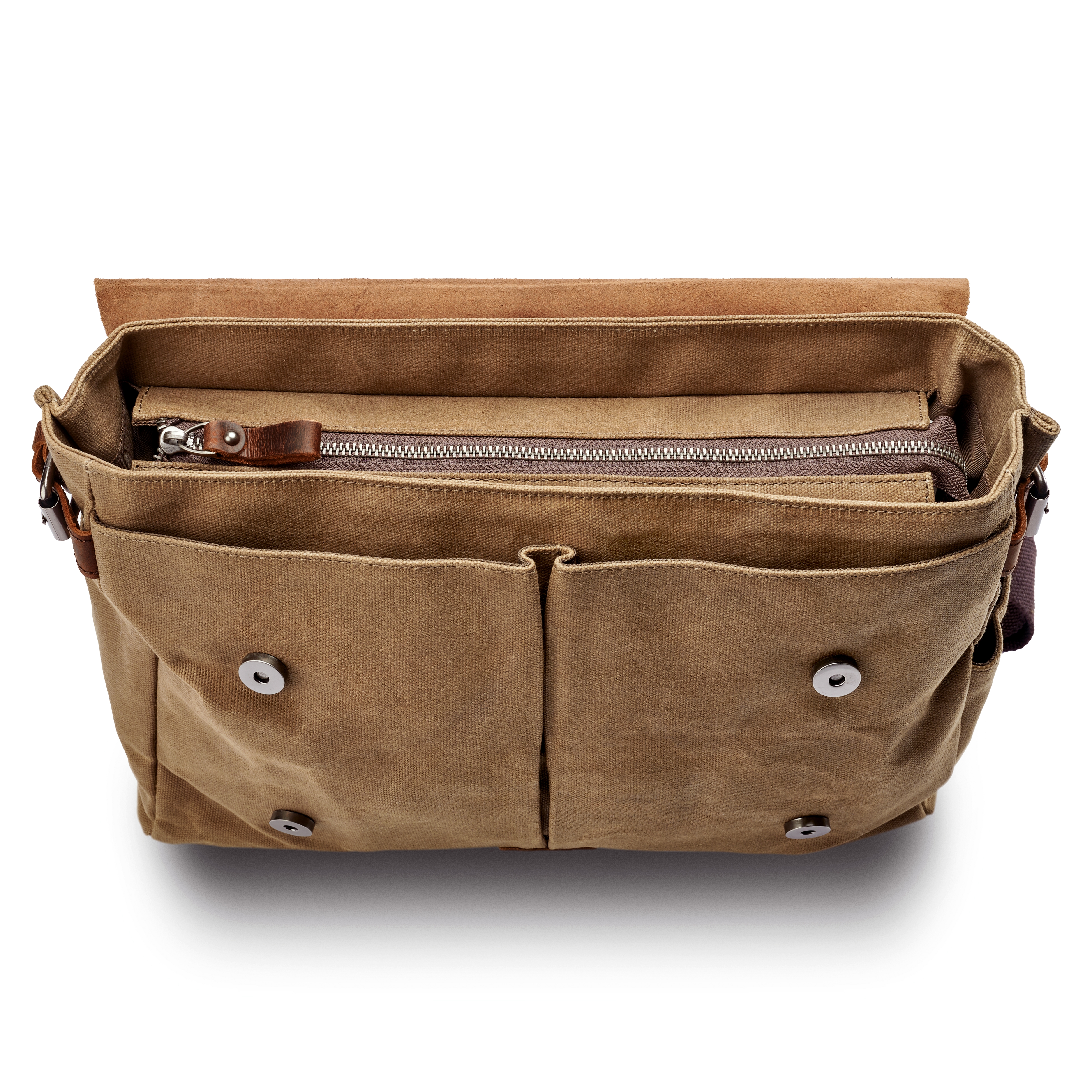 Lysebrun Messenger Bag i Vintage Stil - 12