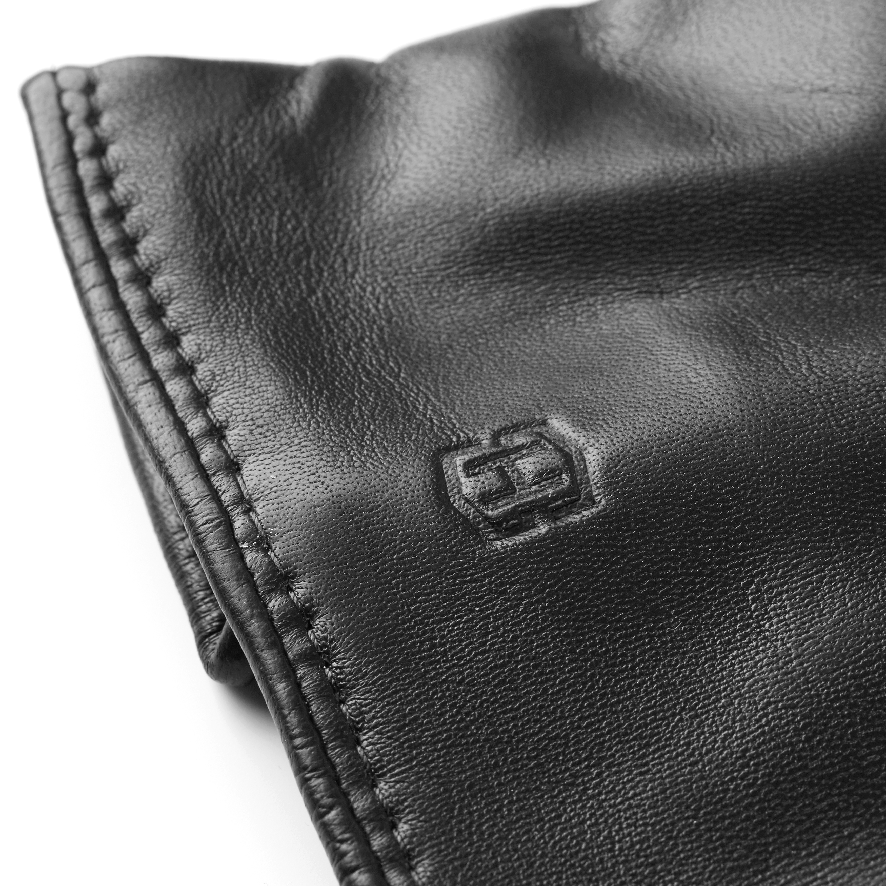 Cuffed Black Perforated Touchscreen Compatible Sheep leather Gloves - 2