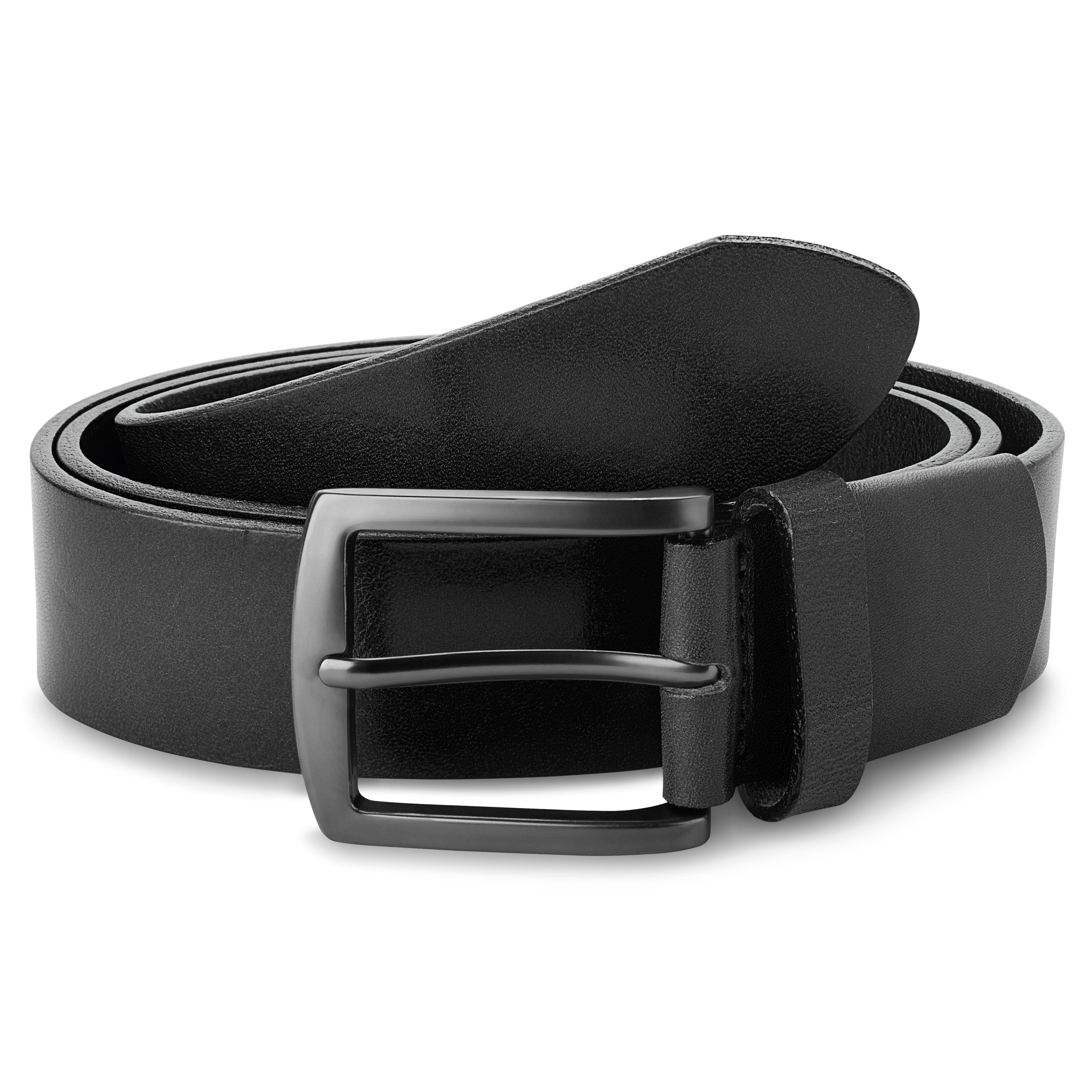Black Full-Grain Leather Stretch Belt