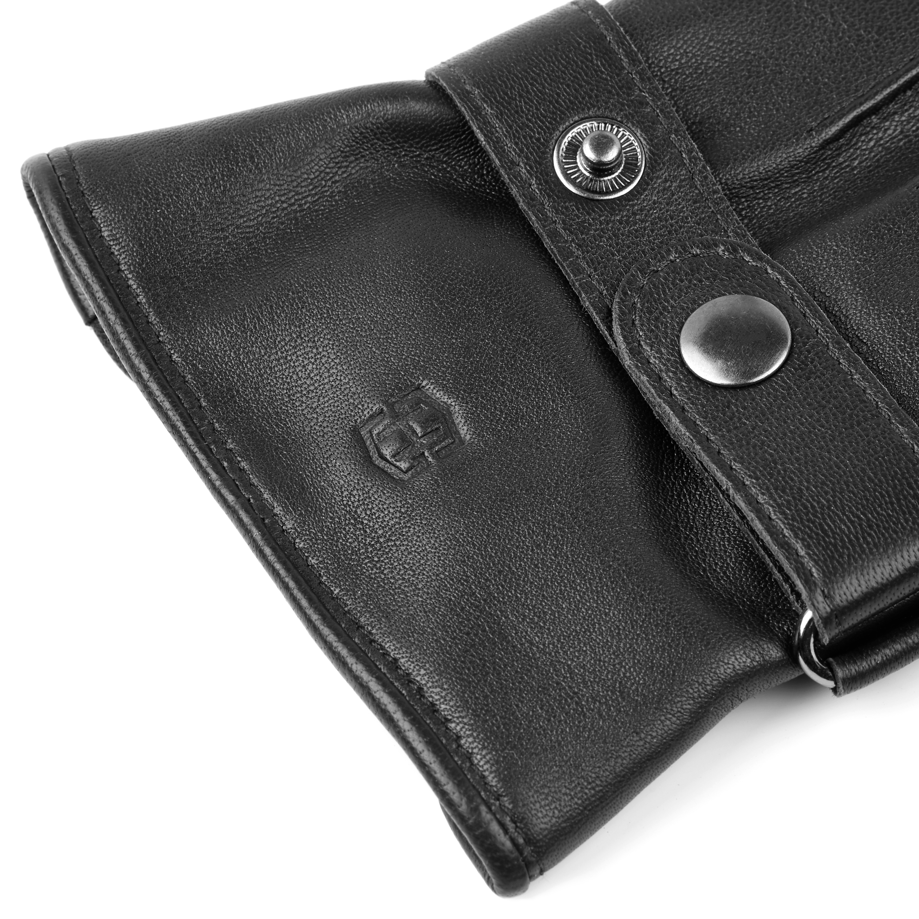 Schwarze Riemen Touchscreen-kompatible Lederhandschuhe aus Schafleder - 2