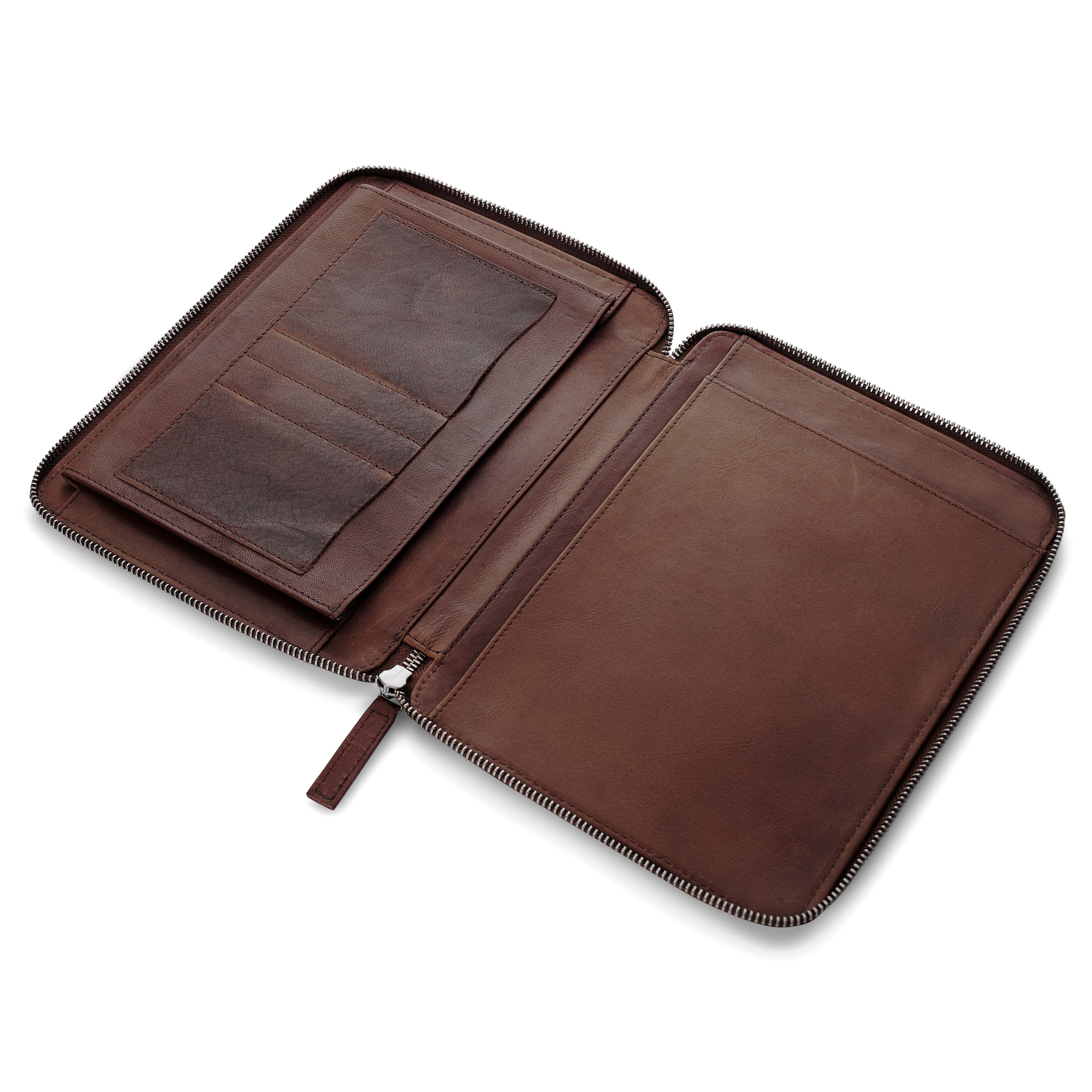Brown Zippered Refillable Buffalo Leather Notebook & Journal Cover - 4