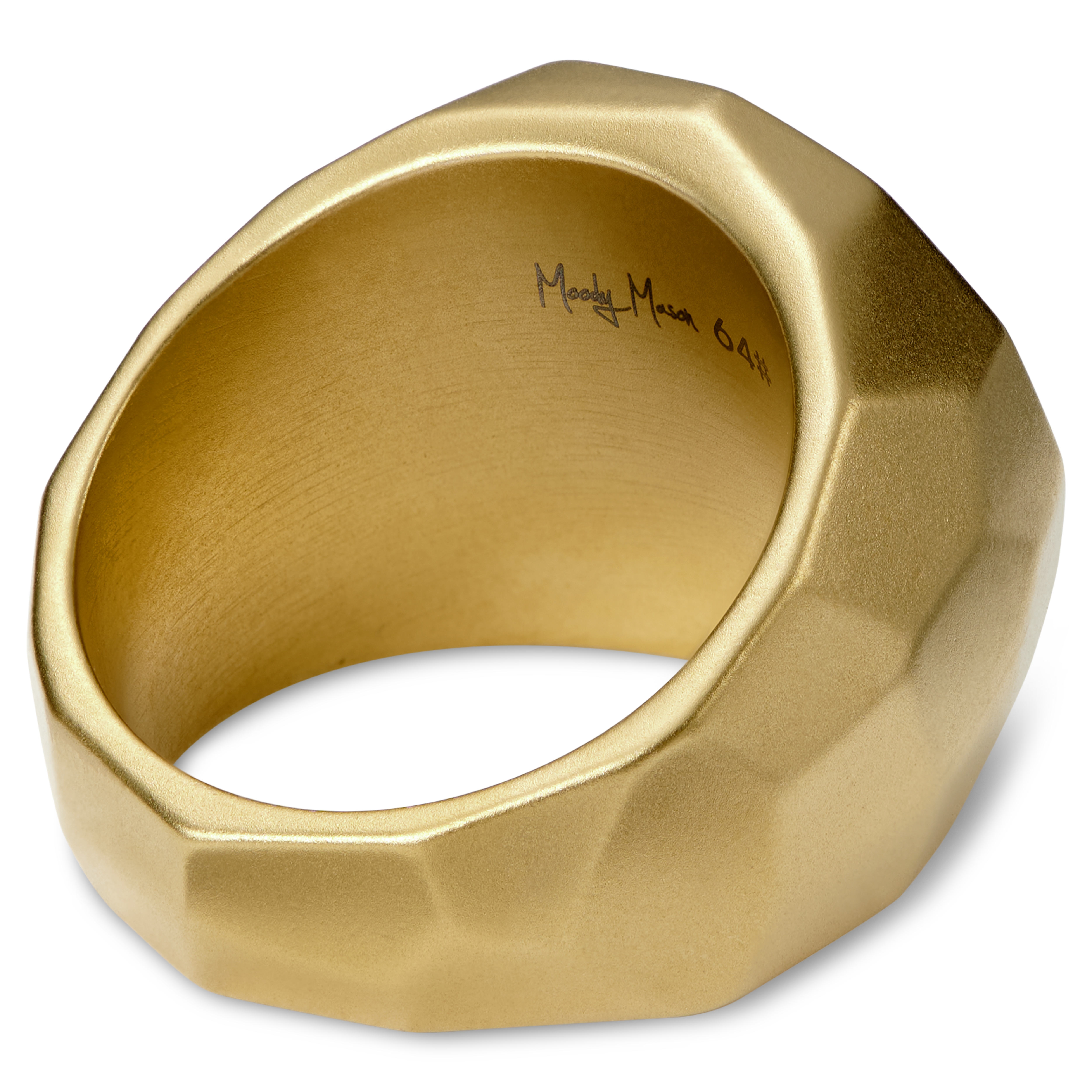 Jax | Gold-Tone With Navy Blue Stone Signet Ring - 3