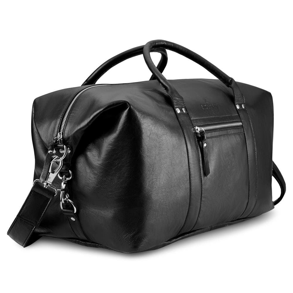 hover: Fidei | Black Full Grain Goat Leather Travel Bag hover: Fidei | Black Full Grain Goat Leather Travel Bag