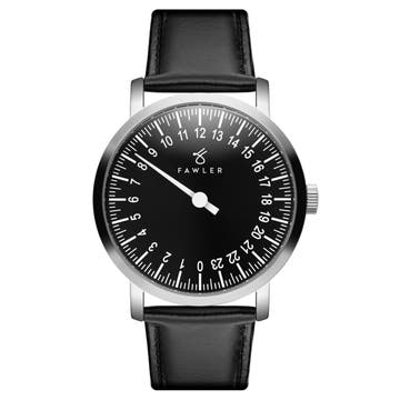 Pacem | Jednoručičkové 24-hodinové hodinky v striebornej a čiernej farbe