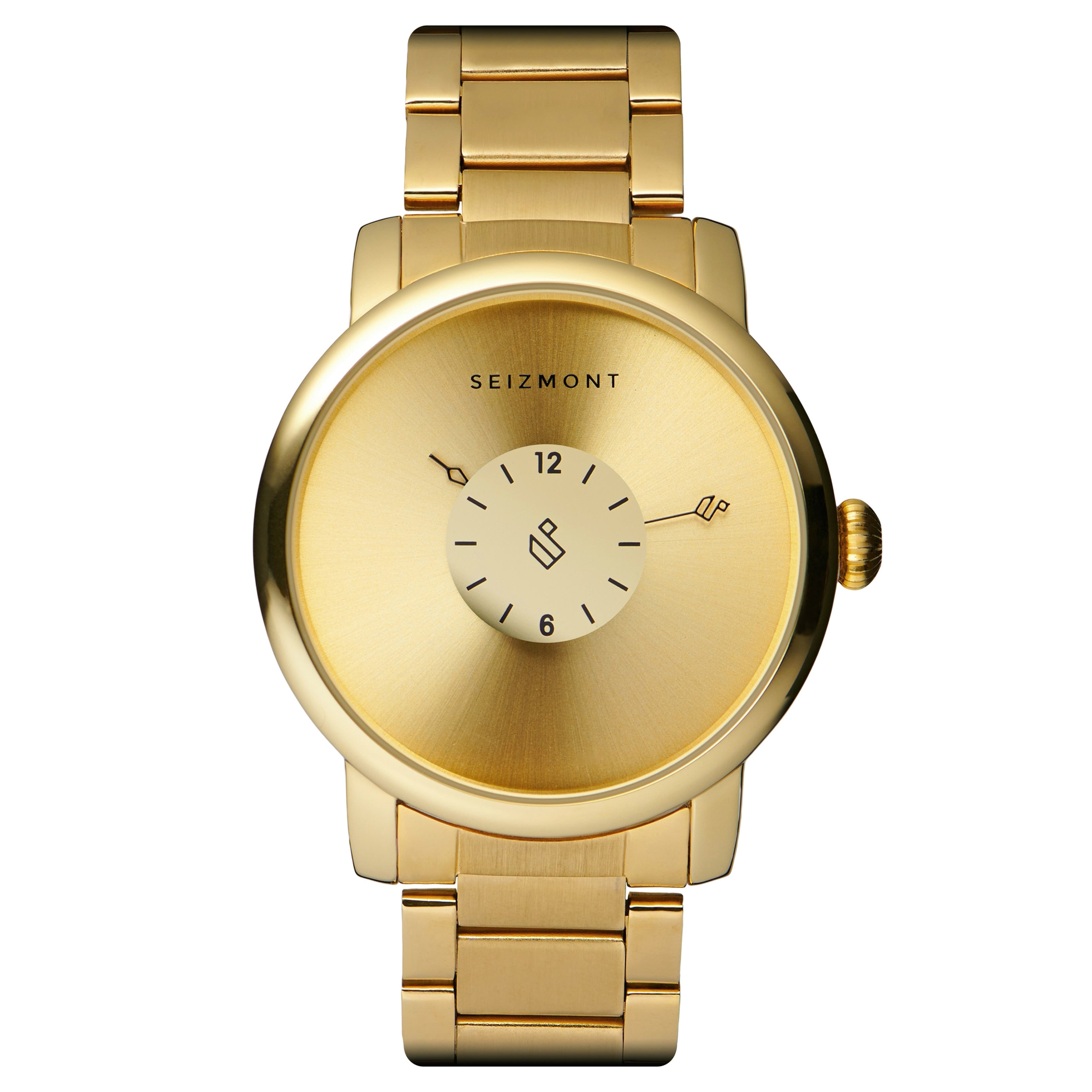 Mezzo | Gold-Tone Minimalist Watch With Gold-Tone Dial & Stainless Steel Strap
