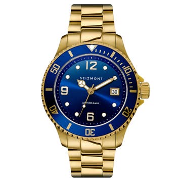 Tide | Gold-Tone Stainless Steel Dive Watch With Blue Dial
