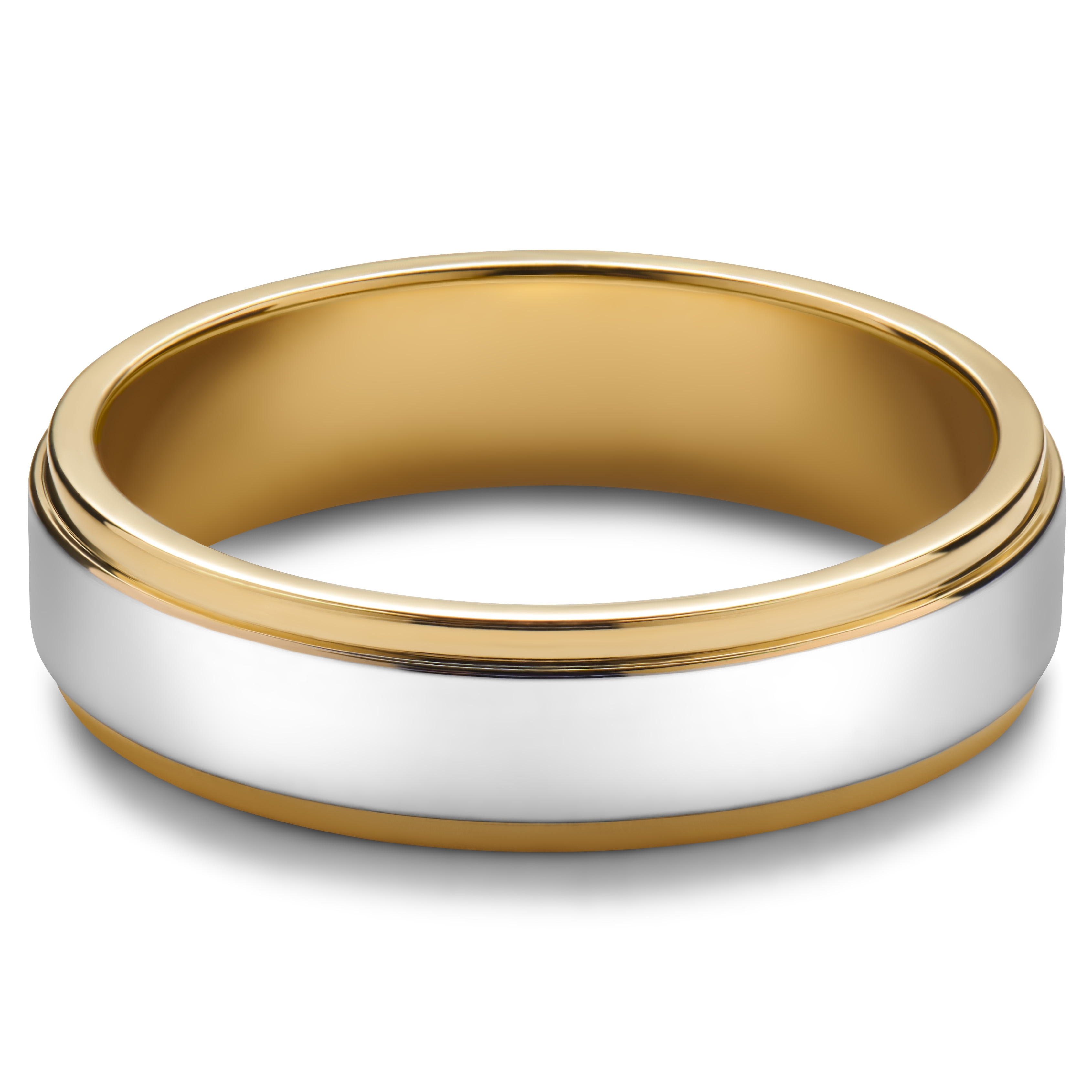 Ferrum | 6 mm Polished Gold-tone & Silver-tone Stainless Steel Step Ring - 6
