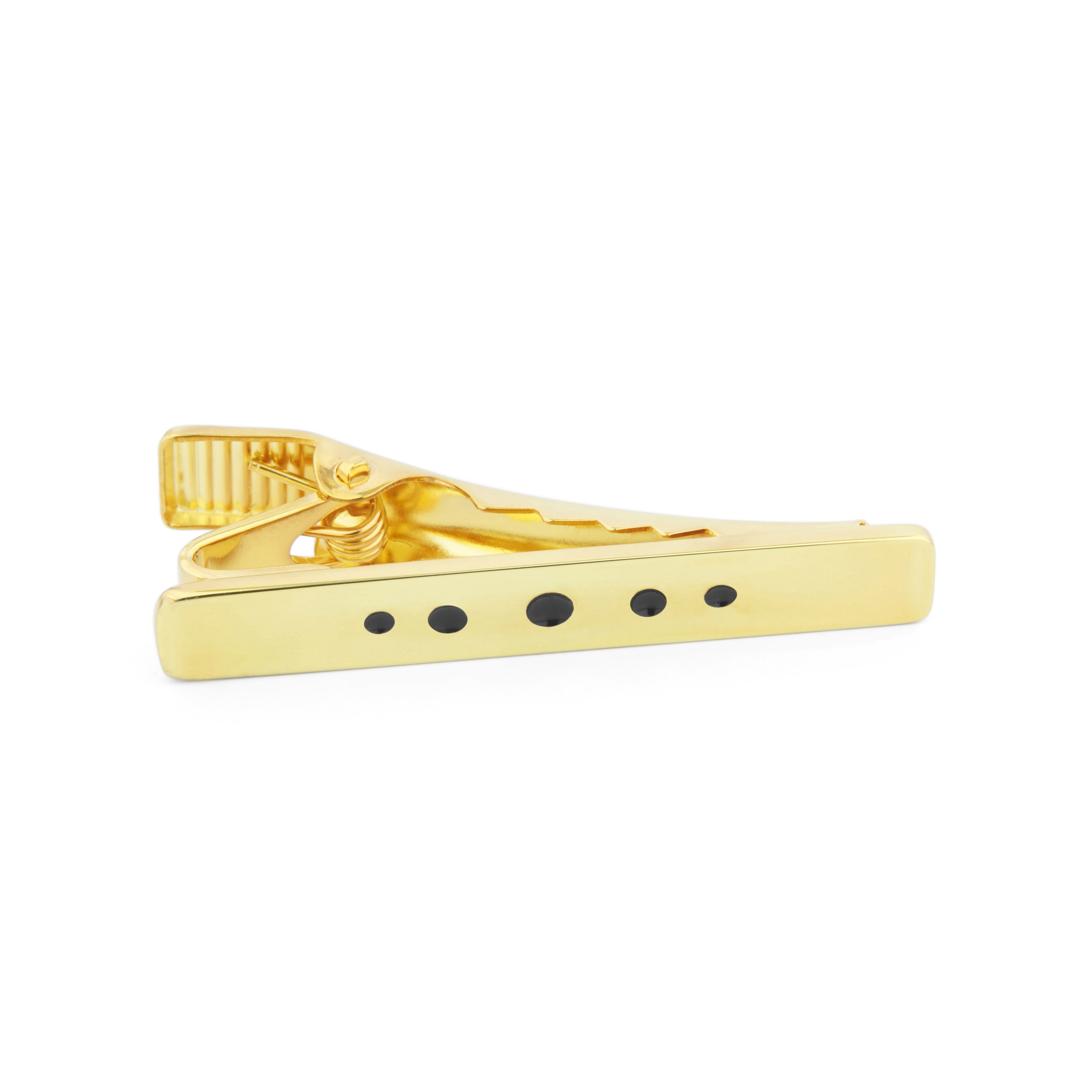 Gold 925s Short Black Dotted Tie Clip - 1