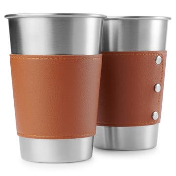 Deluxe Stainless Steel & Leather Drinking Glass | 500 ml Deluxe Stainless Steel & Leather Drinking Glass | 500 ml