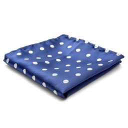 Navy Blue & White Dotted Silk Pocket Square