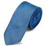 Cravate en soie bleue à pois blancs - 6 cm