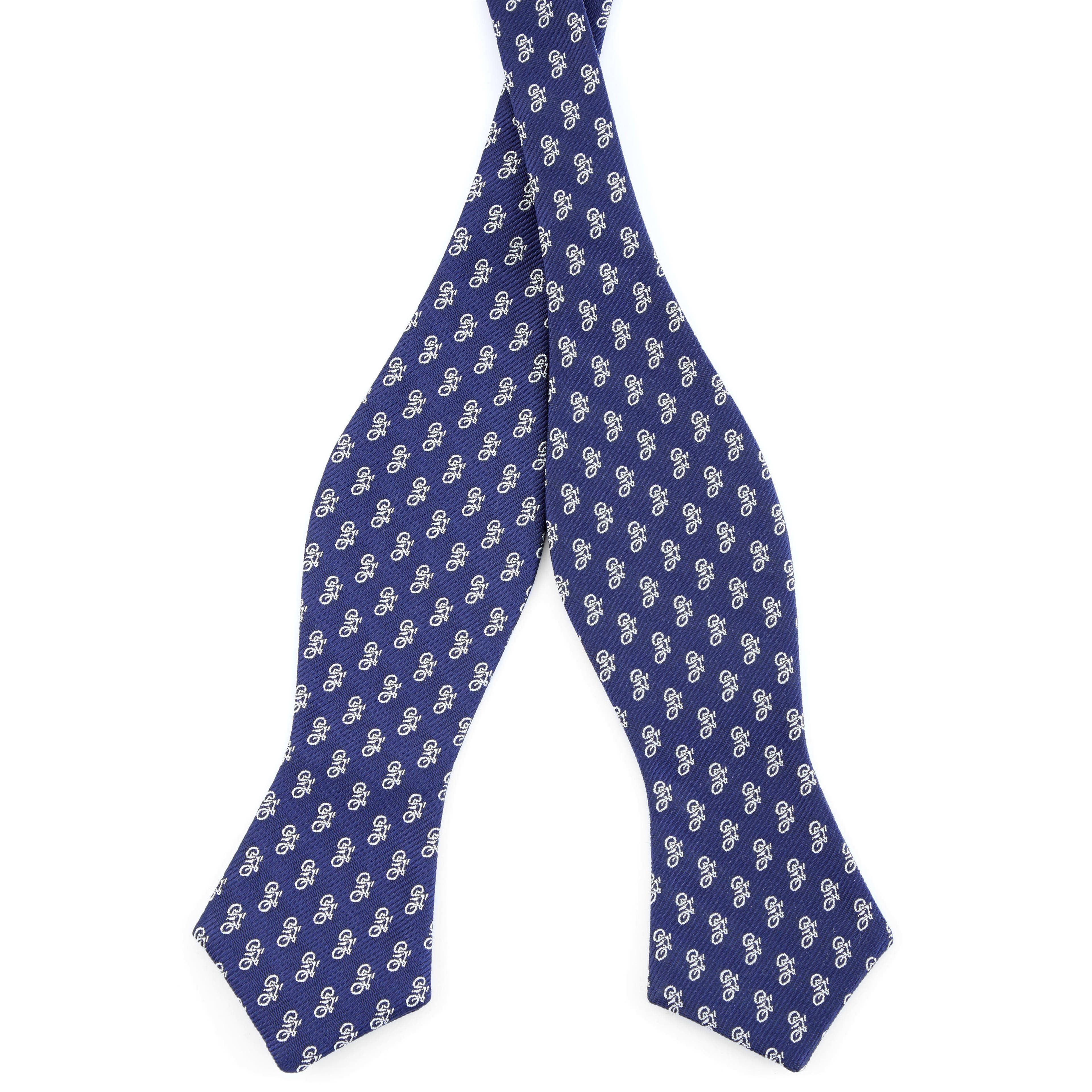 Berry Blue & White Bicycle Microfiber Self-Tie Bow Tie