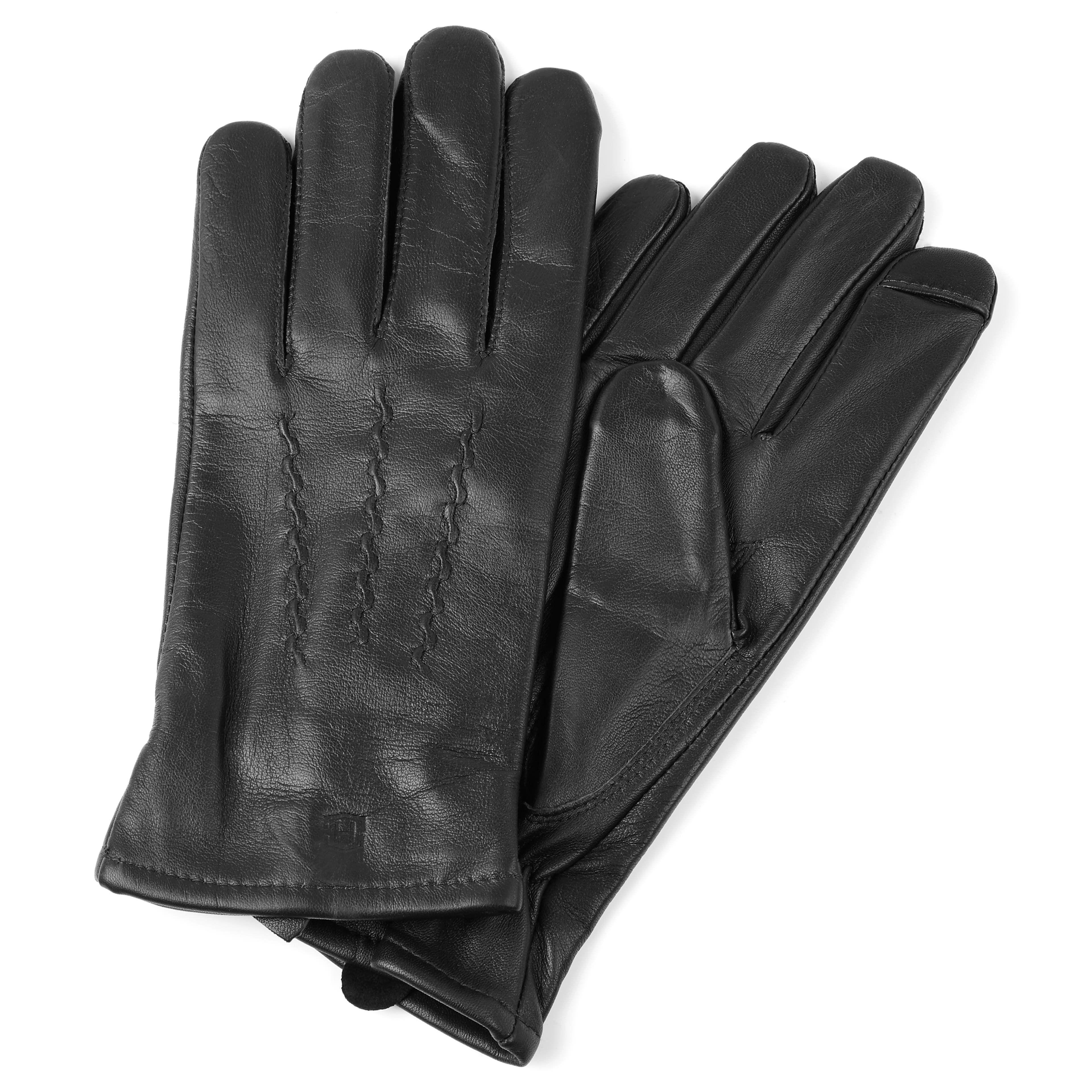 Zwarte Handschoenen van Schapenleer voor Touchscreens