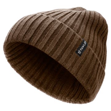 Arctic | Rebrovaná pletená beanie čiapka z vlnenej zmesi v khaki farbe Arctic | Rebrovaná pletená beanie čiapka z vlnenej zmesi v khaki farbe