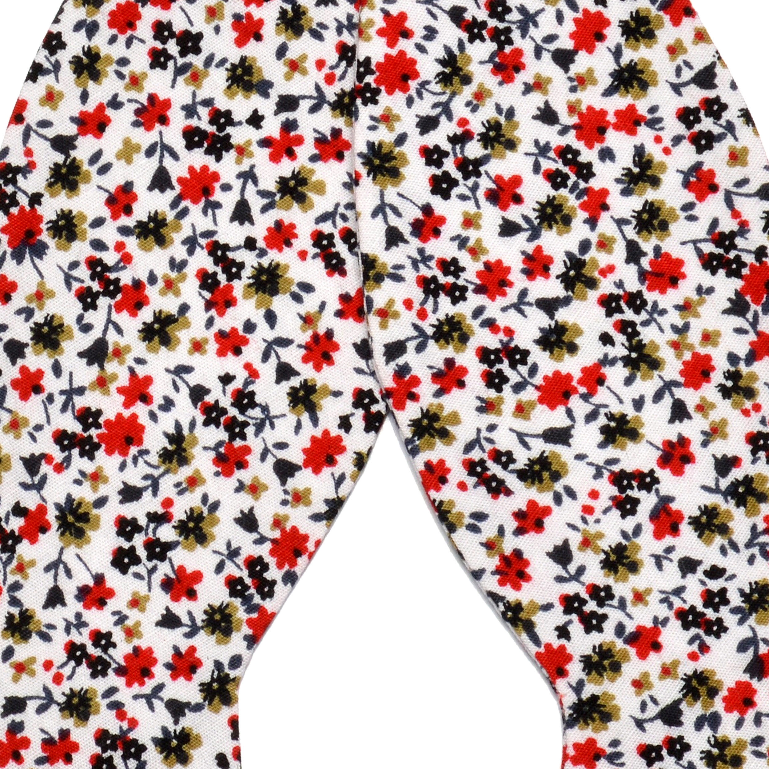 Valkoinen/Kukallinen Puuvilla Solmittava Rusetti - 2