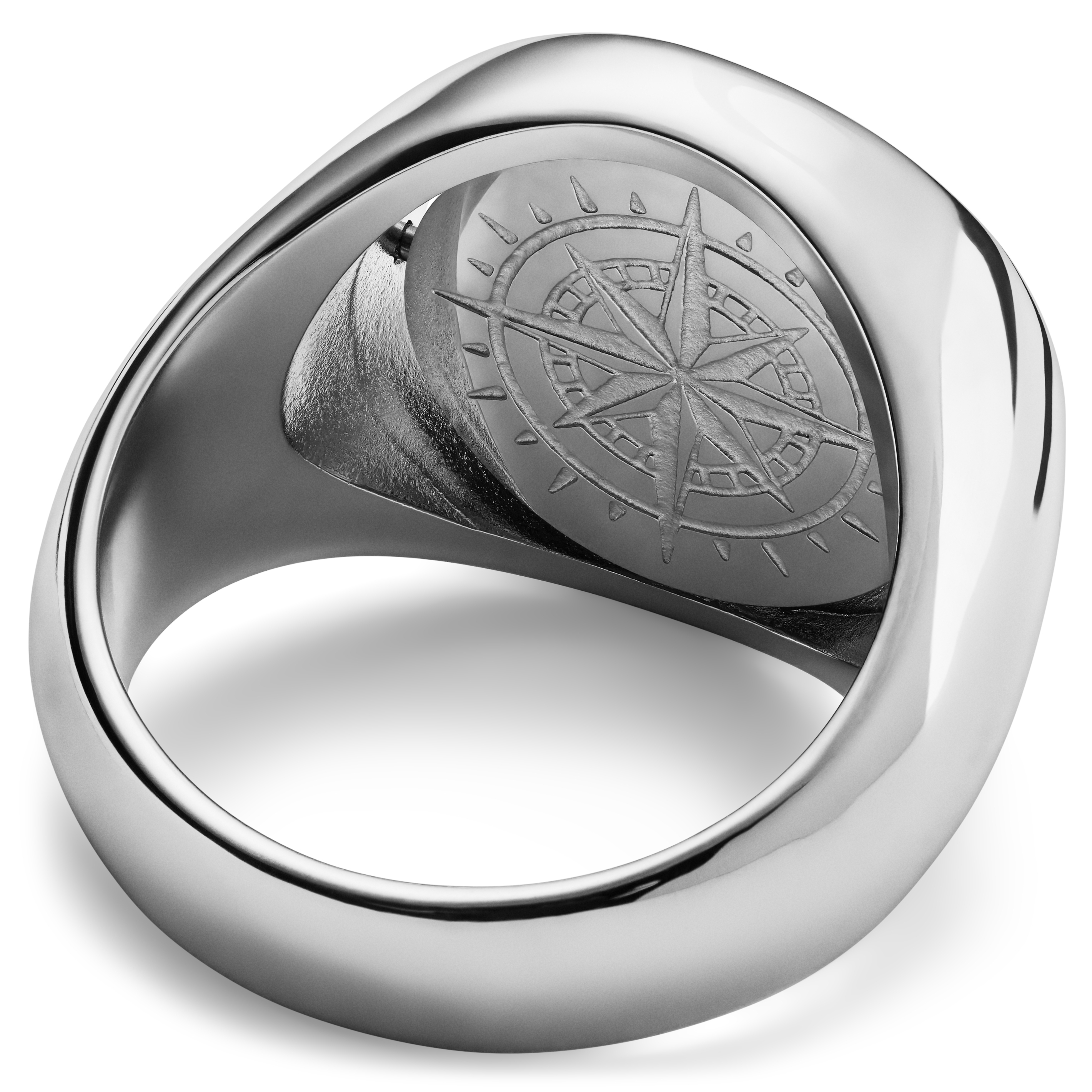 Makt | Rotating Silver-Tone Stainless Steel And Lapis Lazuli Signet Ring - 6